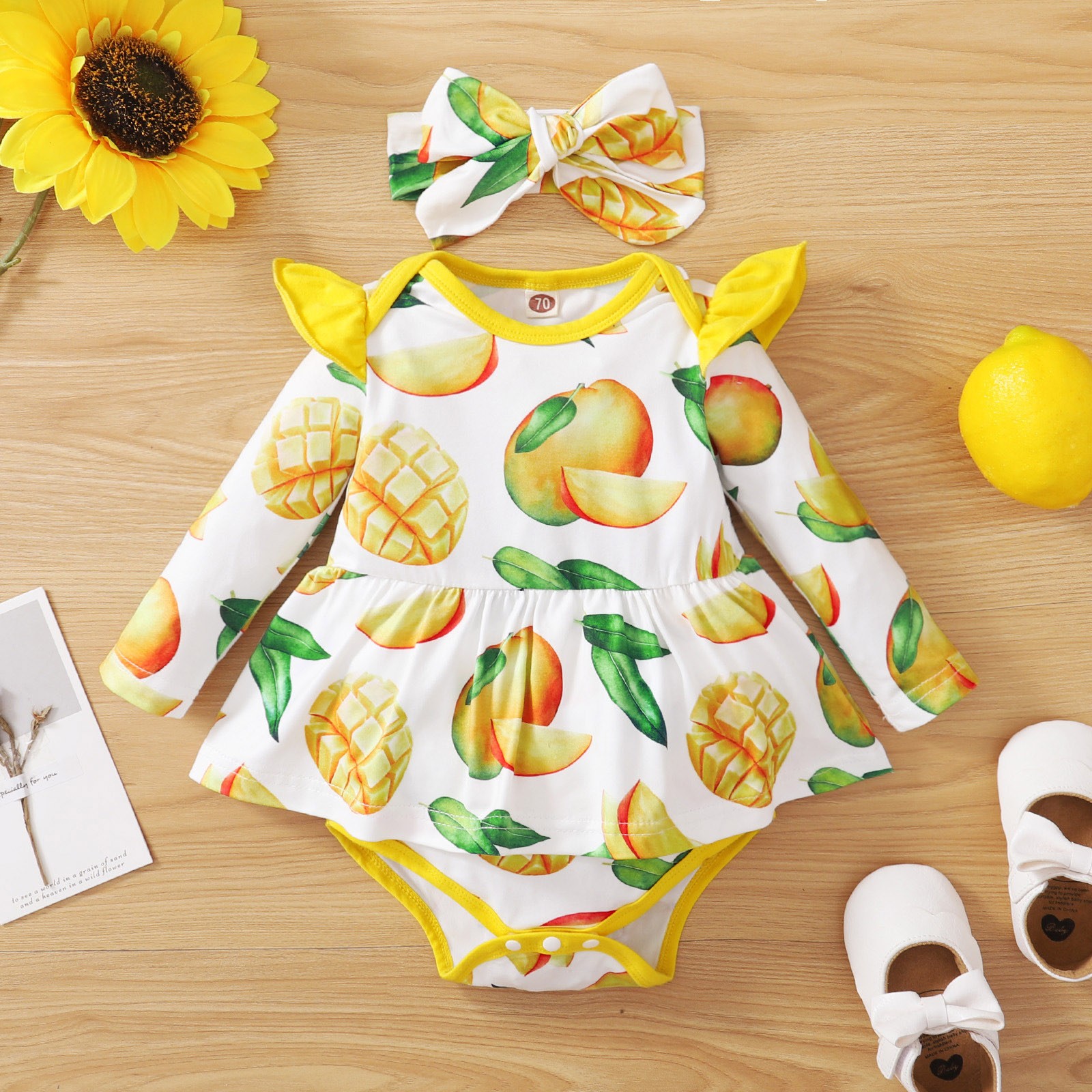 thumbnail video image 2 of THJRPQJFD Kid Suit Tropical Style Fruit Baby Girl Onesies 0-3 Months Onesie Bodysuit Baby Suit with Turban, Exotic Look 3t Girl Clothes Baby Boy Gift 4 Year Old Gifts 10 Year Old Girl Clothes, 2 of 10