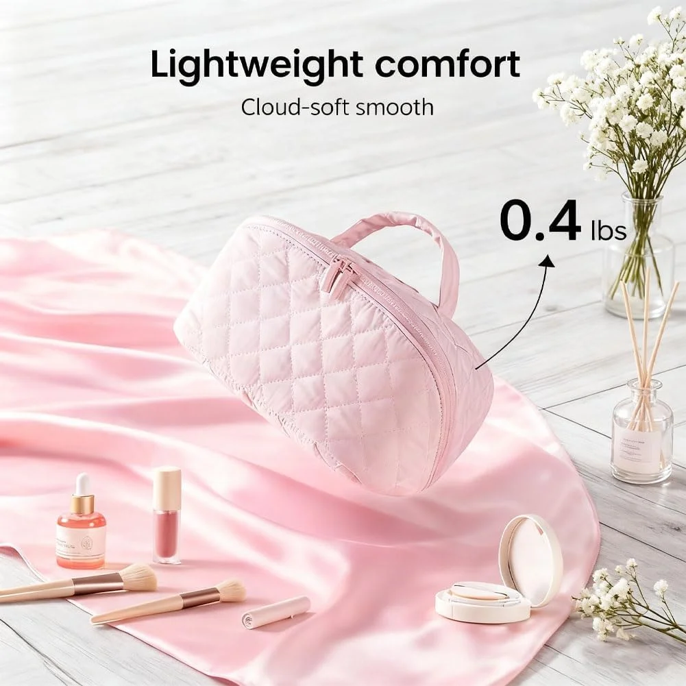 thumbnail video image 2 of 2026 New Travel Makeup Bag for Woman,180° Lay-Flat Design, Large Capacity Makeup Organizer Pouch Open Flat Toiletry Bag with Compartments,Ideal for Travel & Daily Use, 2 of 9