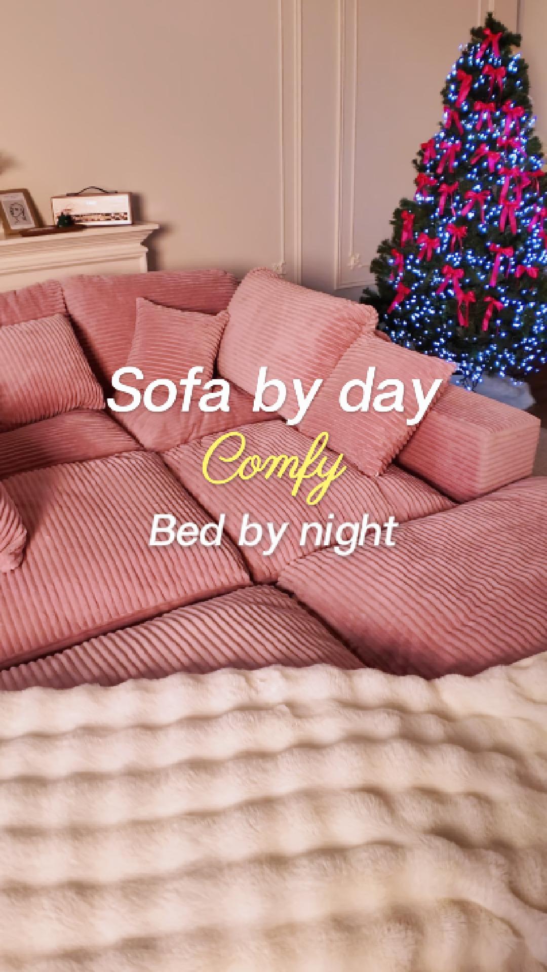 thumbnail video image 2 of LAKPS 106.3" Modular Sectional Couch, Deep Seat Modular Couch for Families and Apartment Dwellers, No Assembly Required, Comfortable Sofa for Living Room, Corduroy, Black, 2 of 10