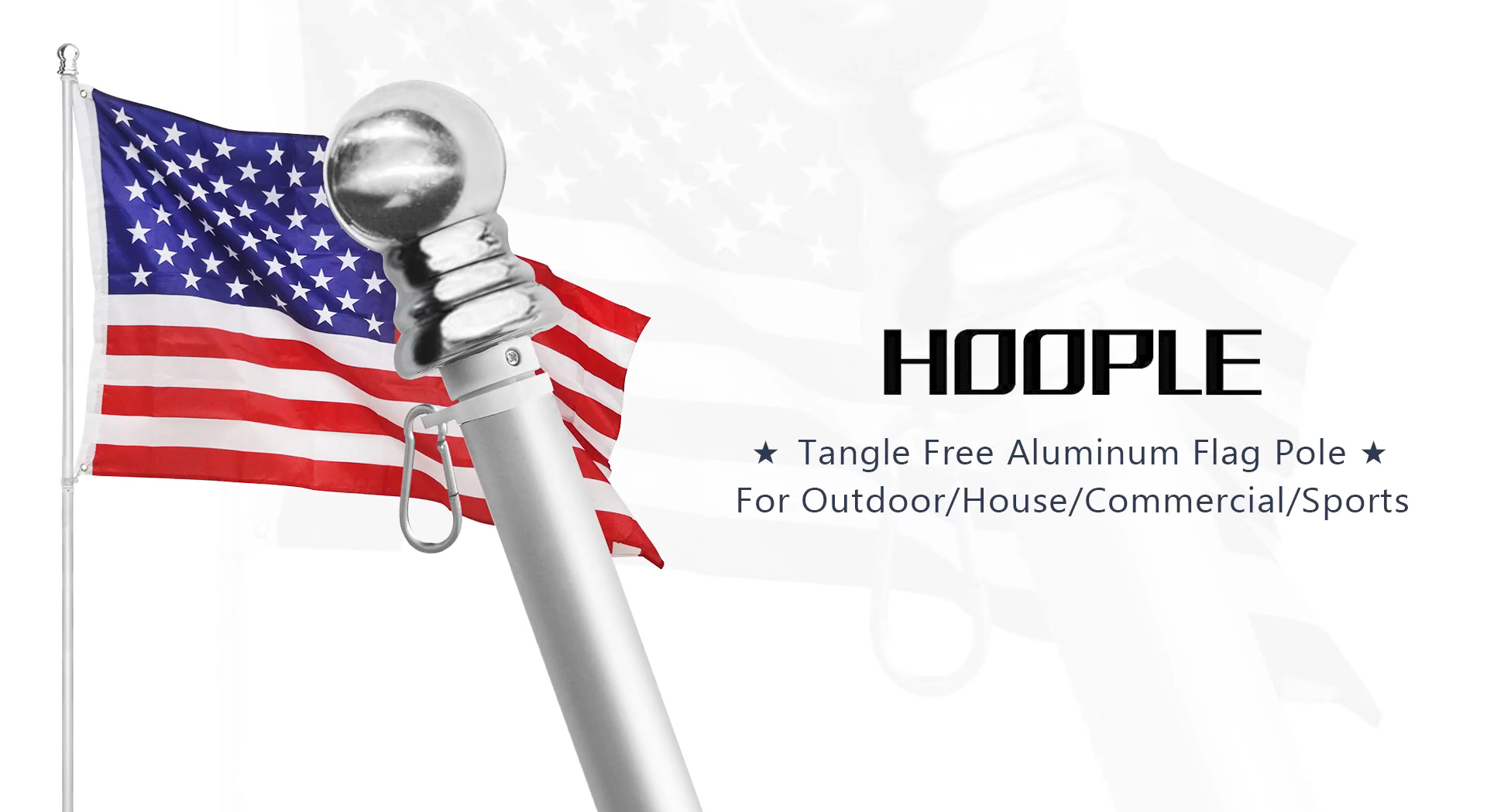 thumbnail video image 2 of Flag Pole, 6 Foot Tangle Free Spinning Flag Pole for Outside House, Aluminum Rotating Flagpoles, High Wind Resistant Rustproof, Residential or Commerical Flagpole for Garden Boat Truck, 2 of 9