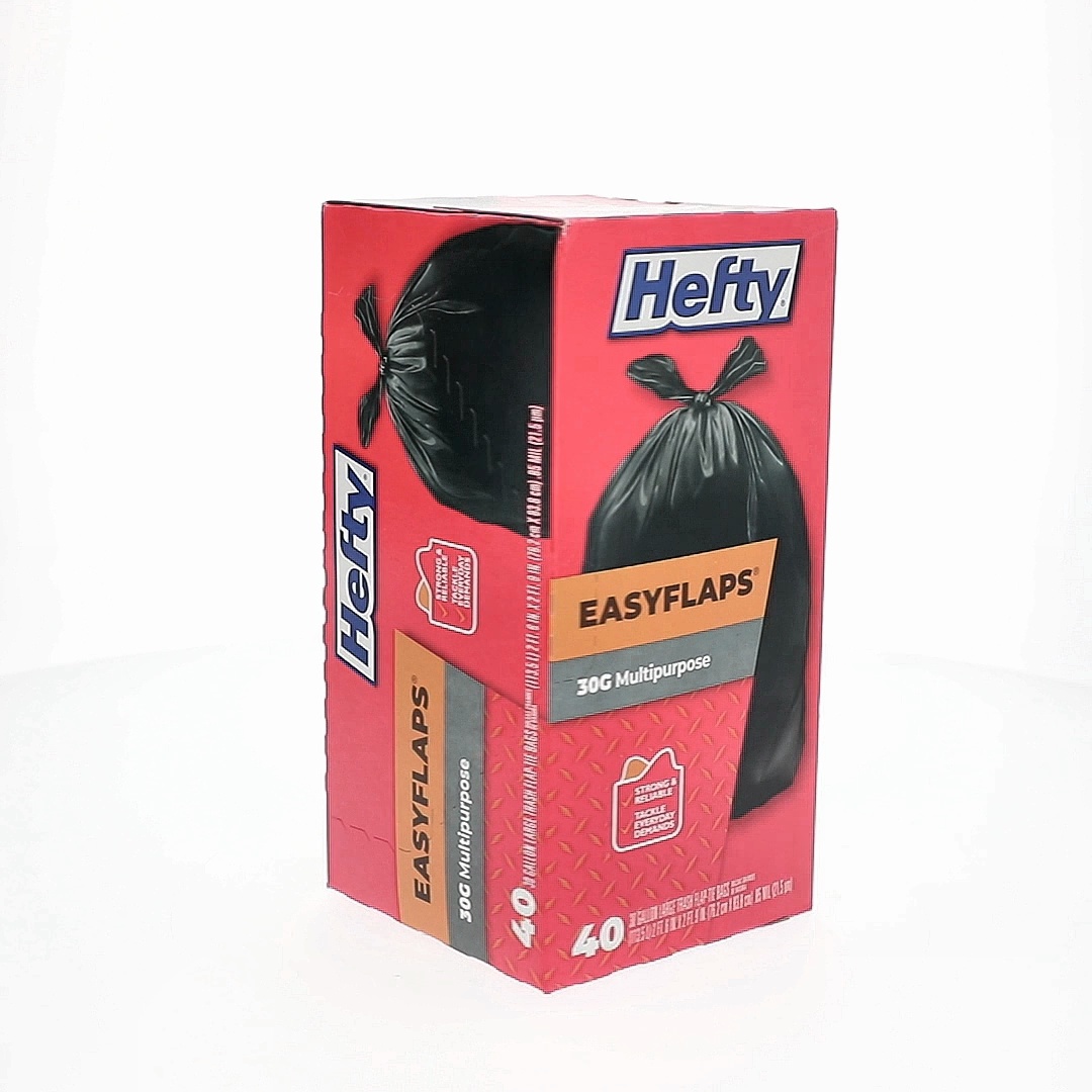 Hefty Easy Flaps Multipurpose Large Trash Bags, 30 Gallon, 40