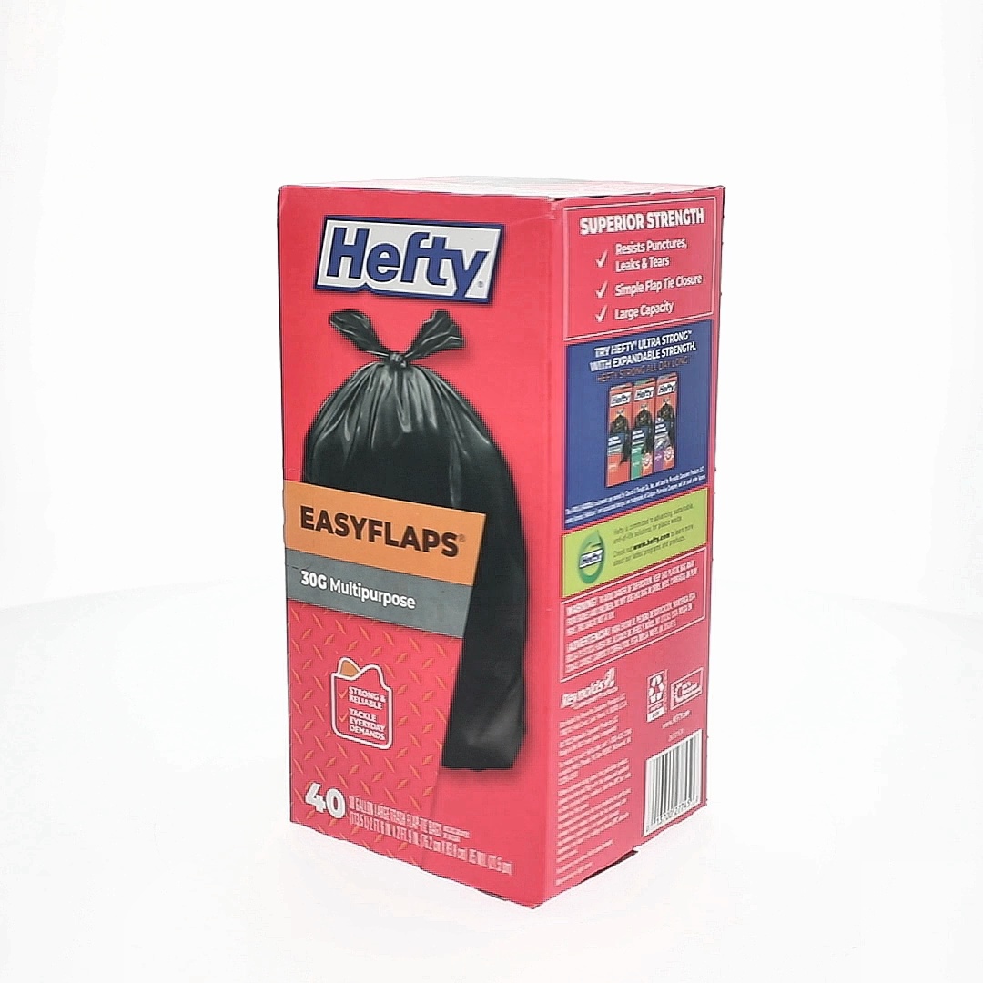 Hefty Strong Tie Garbage Trash Bags, Easy Flaps, Multipurpose