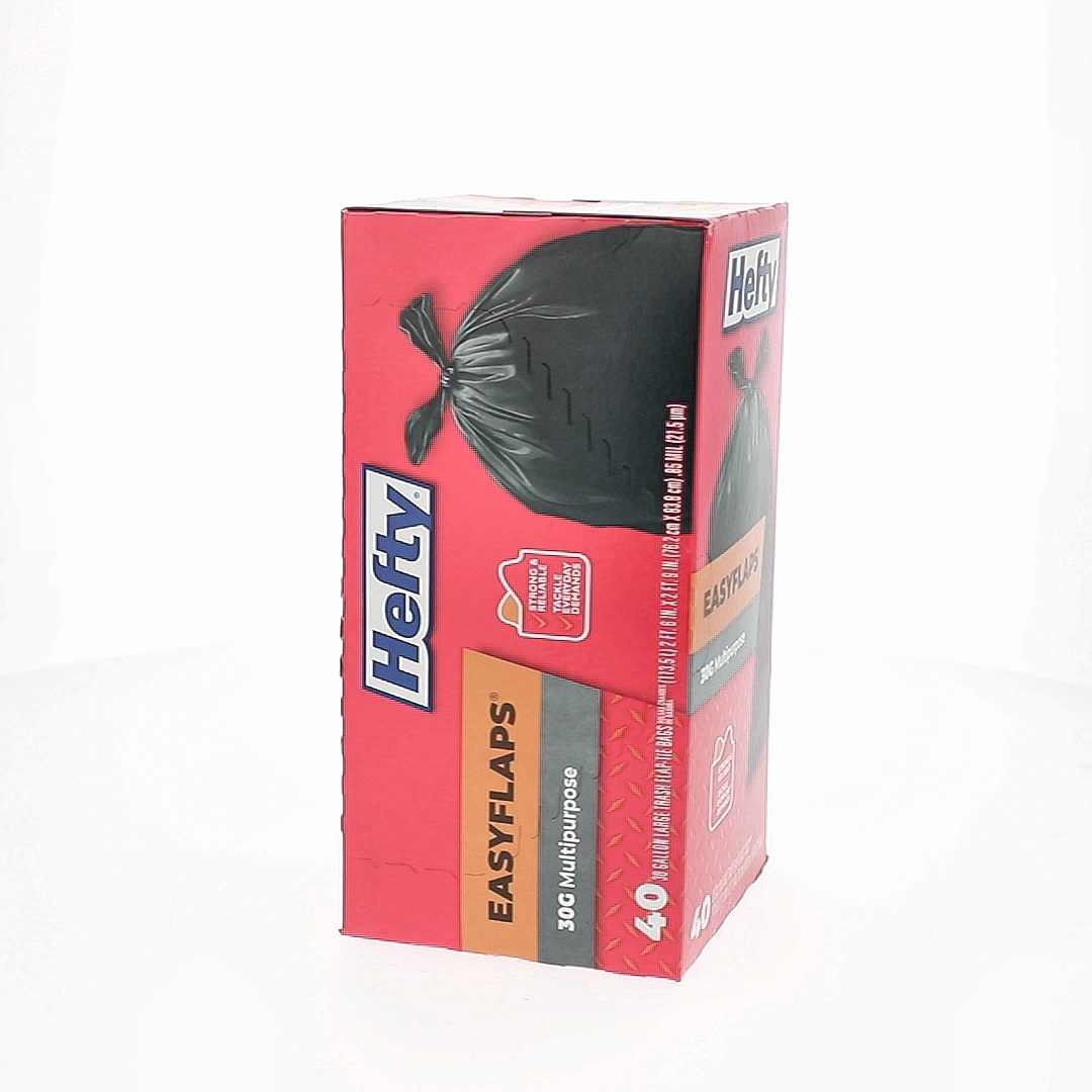 Hefty Easy Flaps Multipurpose Large Trash Bags, 30 Gallon, 40