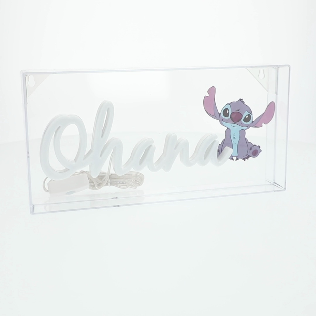 Paladone Disney Stitch Ohana Neon LED Light, 15cm x 30cm, USB