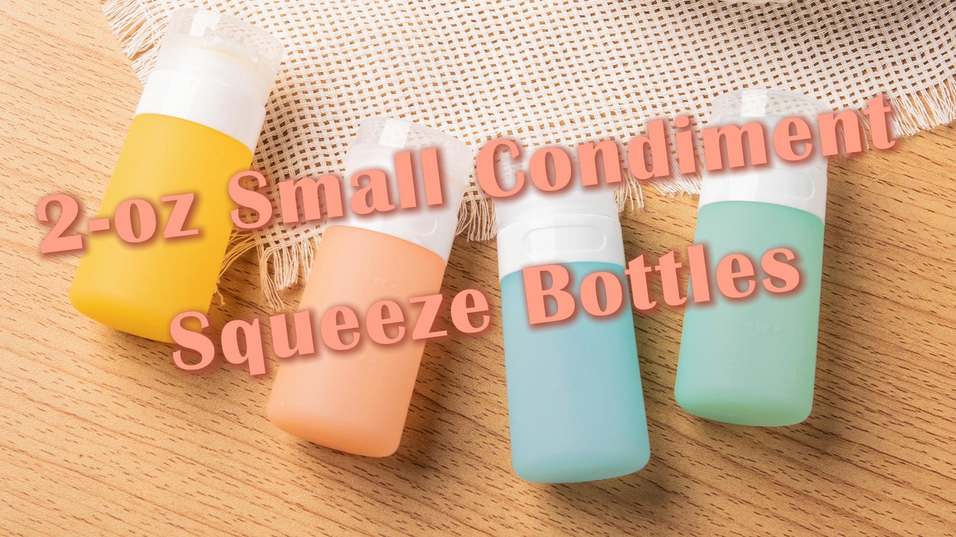 thumbnail video image 2 of Mrsdry Condiment Squeeze Bottles for Sauces, 2-oz Mini Silicone Salad Dressing Container to Go with Snack Storage Bag, Leakproof Sauce Bottles for Lunch Box, 4 Pack, Blue, 2 of 11