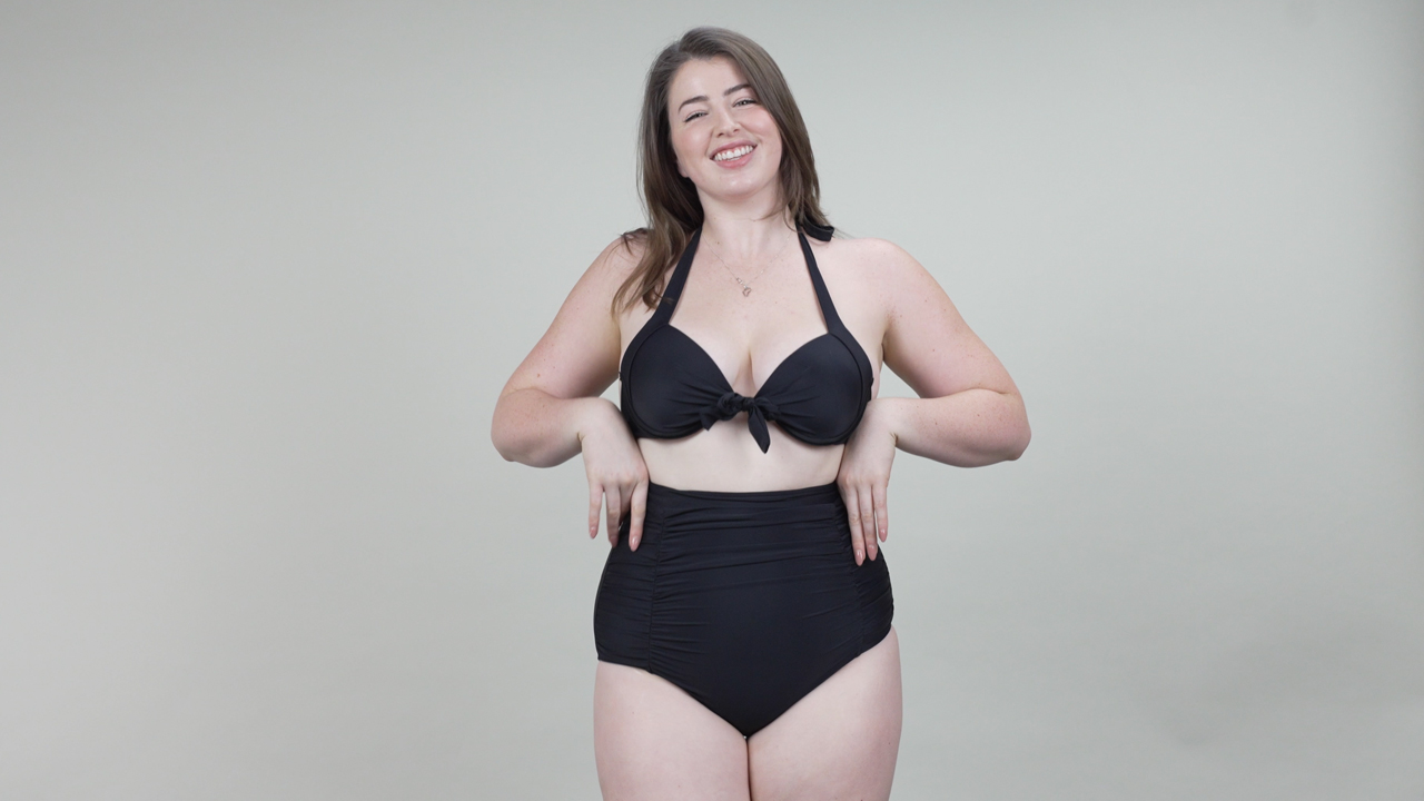 thumbnail video image 2 of RELLECIGA Women's Black High Waisted Bikini Bottom Ruched Swimsuit Bottom Small, 2 of 15