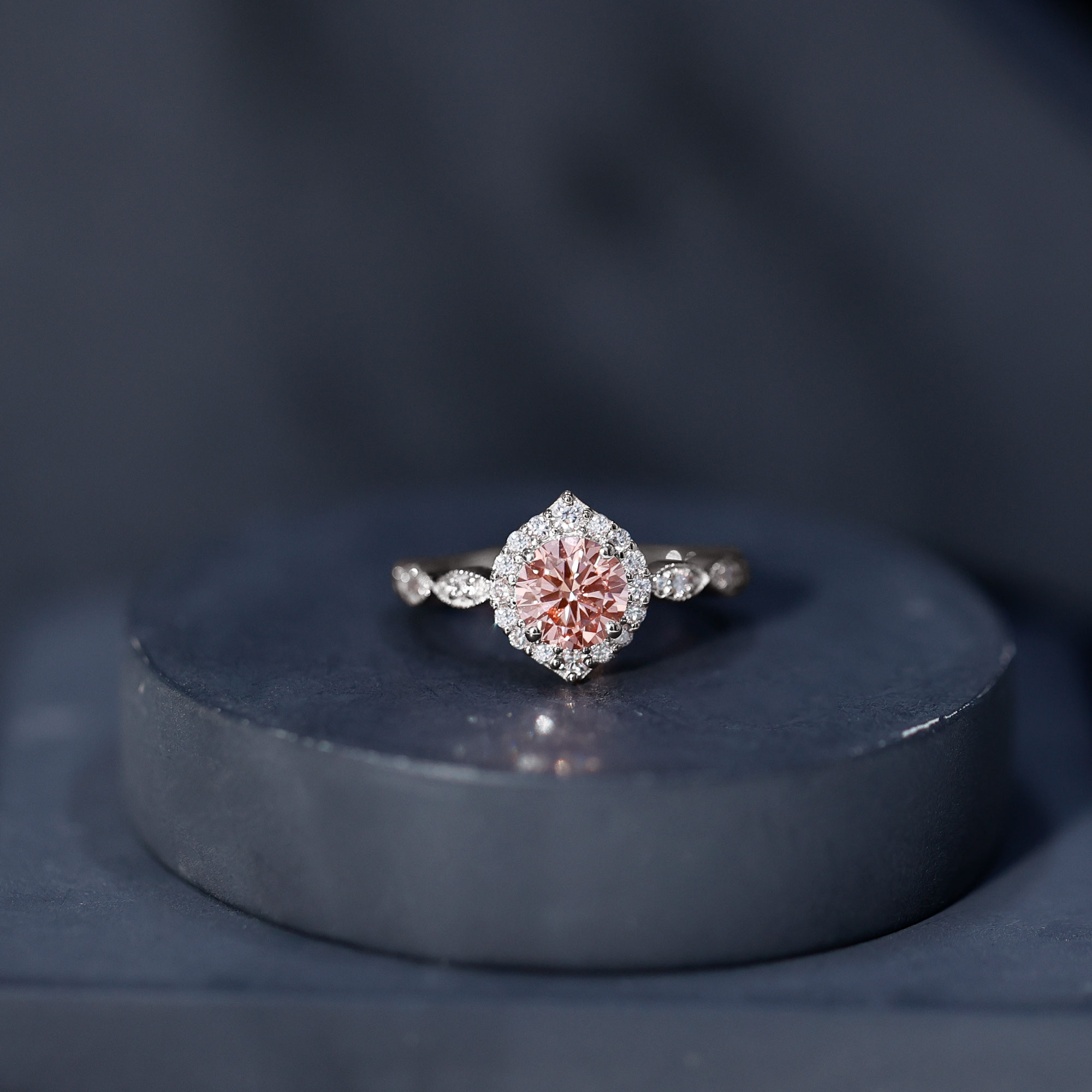 thumbnail video image 2 of Rosec Jewels IGI Certified Lab Grown Pink Diamond Engagement Ring - 1 Carat - Fancy Pink Color and VS1 Clarity - Vintage Pink Diamond Ring, 925 Sterling Silver, US 4.00, 2 of 9