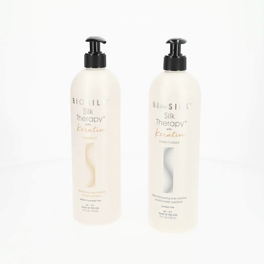Biosilk Therapy Shampoo and Conditioner Duo with Keratin, 25 oz