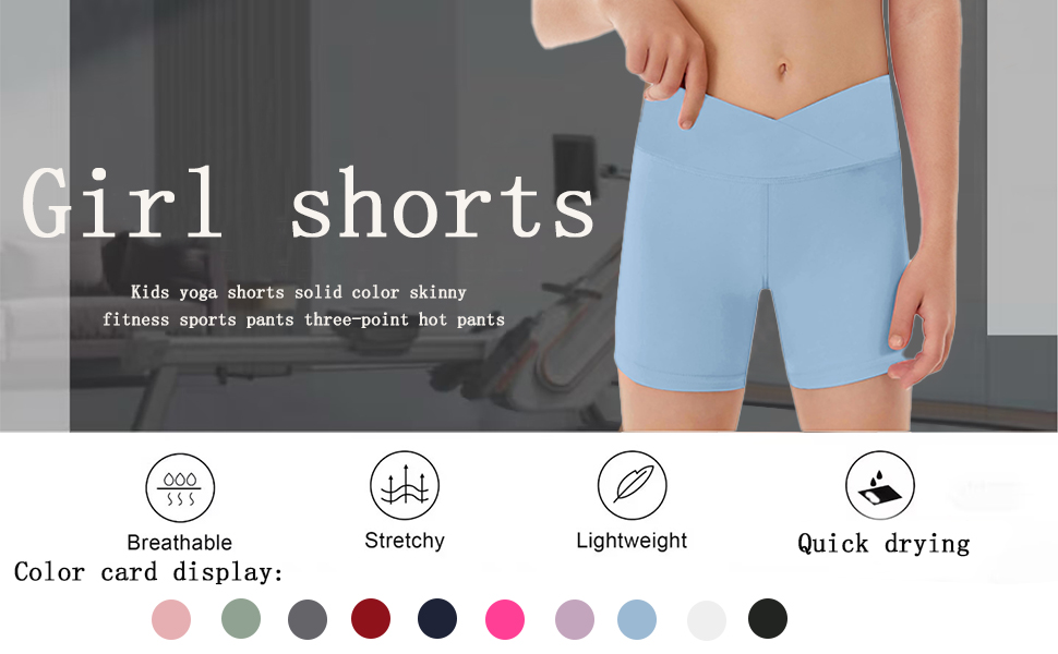 thumbnail video image 2 of LWNYDPLSD Girls Sports Shorts Yoga Cycling Shorts for Kids Dance High Waisted Tight Fit Fitness Pants Teens Girls Simple Slim Fit Shorts Summer Clothes, 2 of 7
