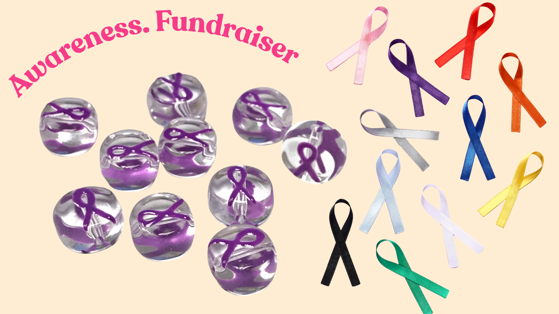 thumbnail video image 2 of Awareness Ribbon Beads, Pancreatic Epilepsy Cancer Glass Beads for Jewelry Making, 10mm, Purple, 10 Pcs, 2 of 10