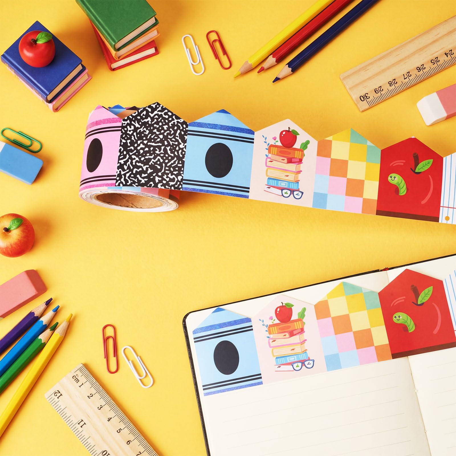 thumbnail video image 2 of Bulletin Board Border Stickers - Roll-up Pencil Border Edge Trim, Classroom Decorations, Teacher Supplies, Blackboard Theme Decorative Border Strips, Ccwuwei, 2 of 7
