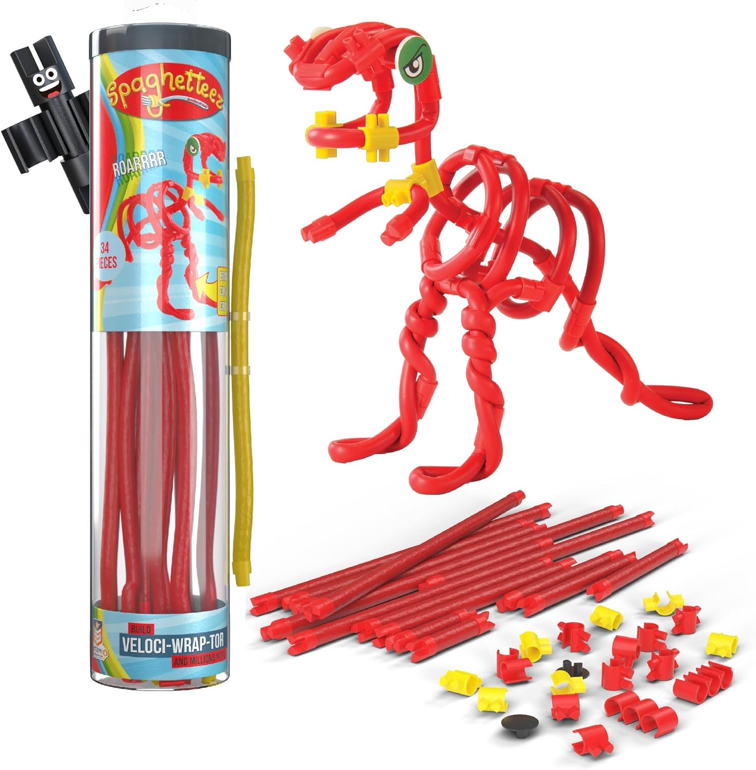 thumbnail video image 2 of Spaghetteez Veloci-Wrap-Tor – Flexible Velociraptor Building Set for Kids – Bendable, Stretchable, Connectable Dino Toy – STEM Learning, Creative Play, and Imagination Development- Ideal for Age 4+, 2 of 8