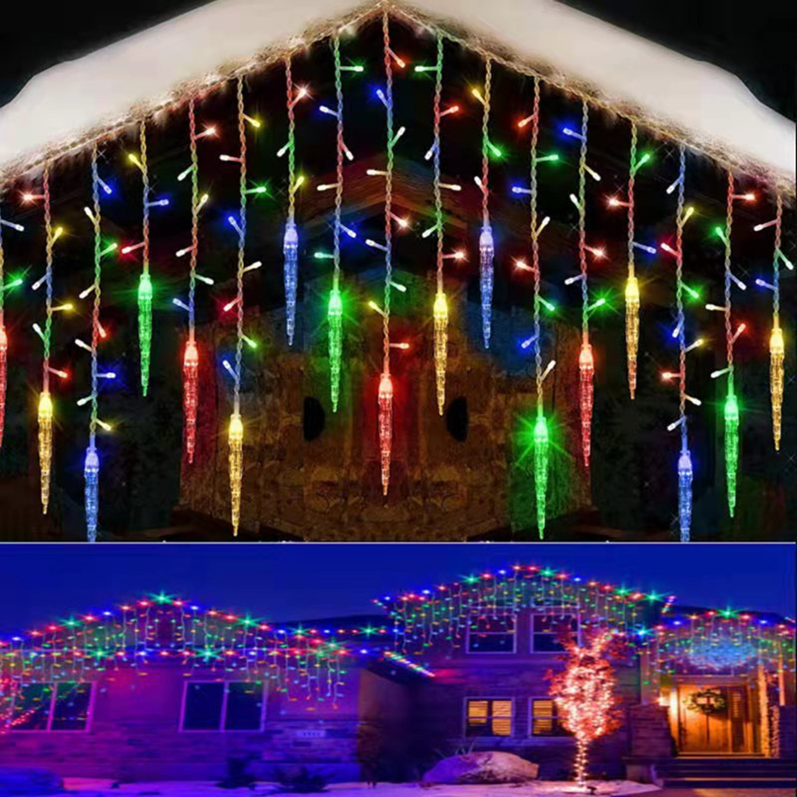 thumbnail video image 2 of LED Ice Bar Lights, Icicle Lights Curtain Lights, Eight Function Controller for Indoor Outdoor Christmas Day Ambient Decorative Lights 11.48ft, 2 of 7
