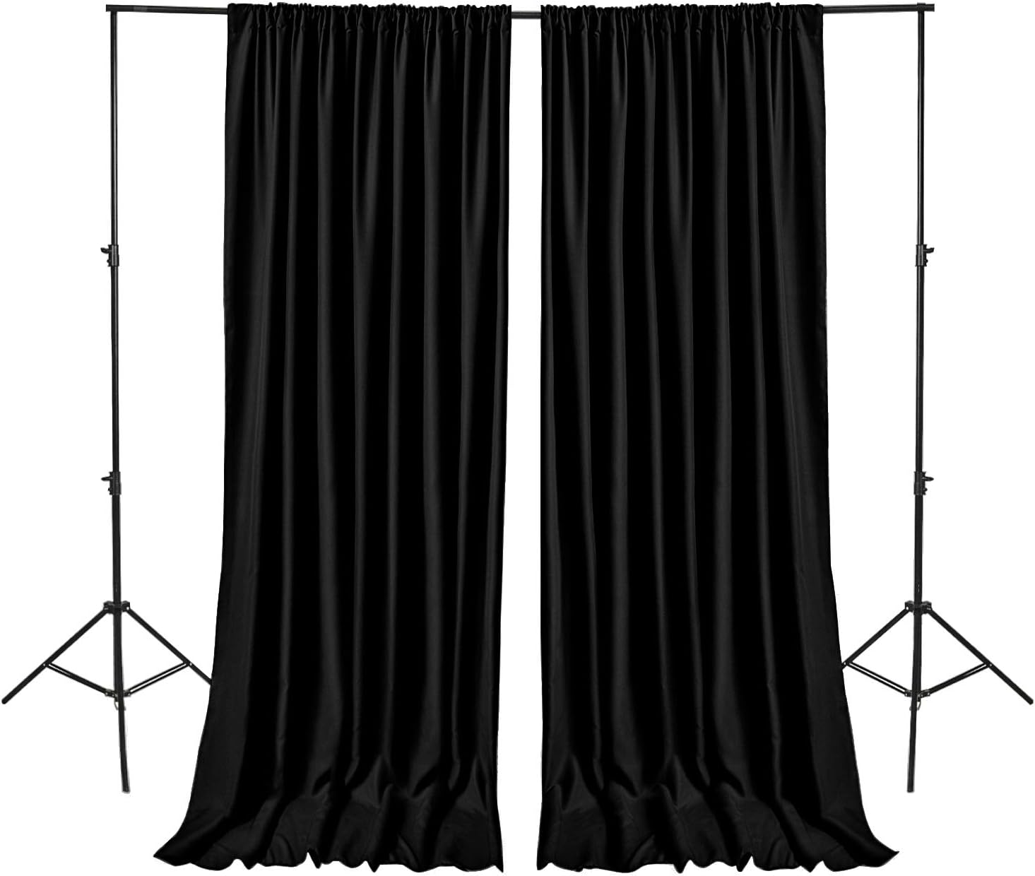 thumbnail video image 2 of XWZO Backdrop Curtains for Photography, Extra Wide Rod Pocket Room Darkening Curtain Set of 2, Blackout Party Curtains for Wedding Decorations Stage Birthday Family Gatherings, White, 5ft x 10ft, 2 of 9
