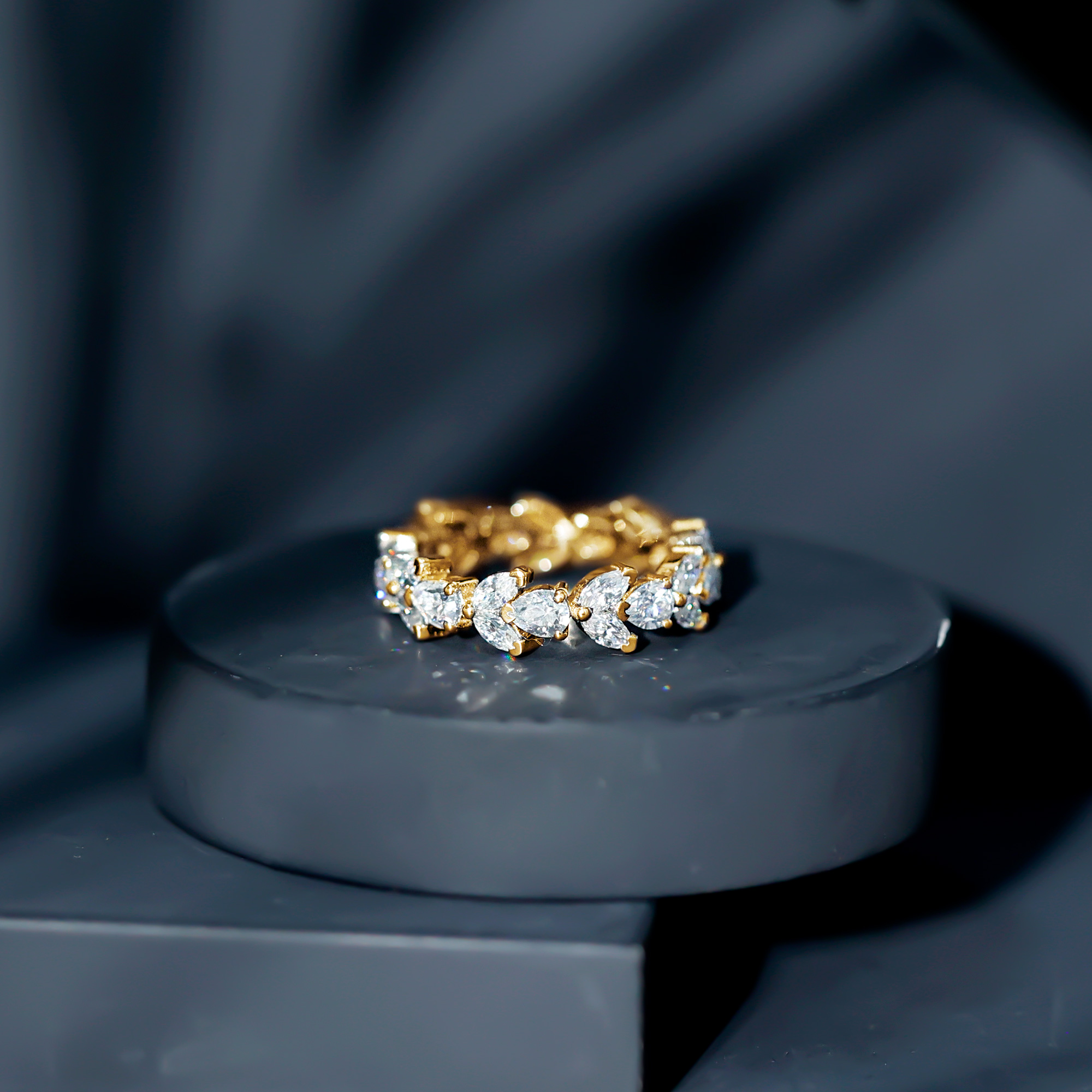 thumbnail video image 2 of Rosec Jewels - Moissanite Full Eternity Ring for Women - Leaf Inspired Ring (D-VS1 Quality Certified) - with Jewelry Box, 18K White Gold, US 4.00, 2 of 9