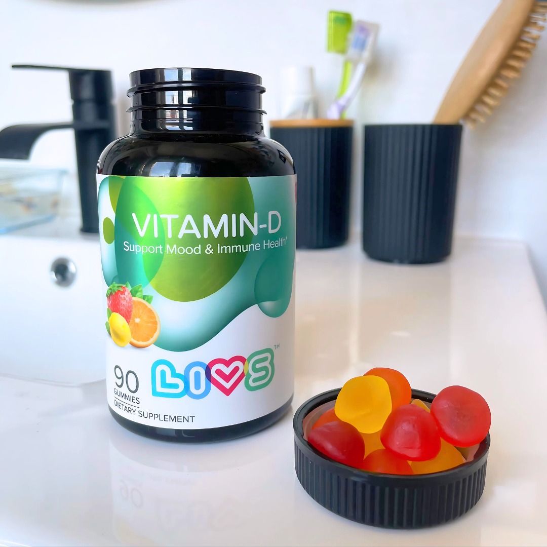thumbnail video image 2 of LIVS Vitamin D3 Gummies 2000 IU (50 mcg), Chewable Vitamin D Supplement for Bone & Immune Health, Vegan, Citrus Berry Blend Flavor, 90 Count, 2 of 7