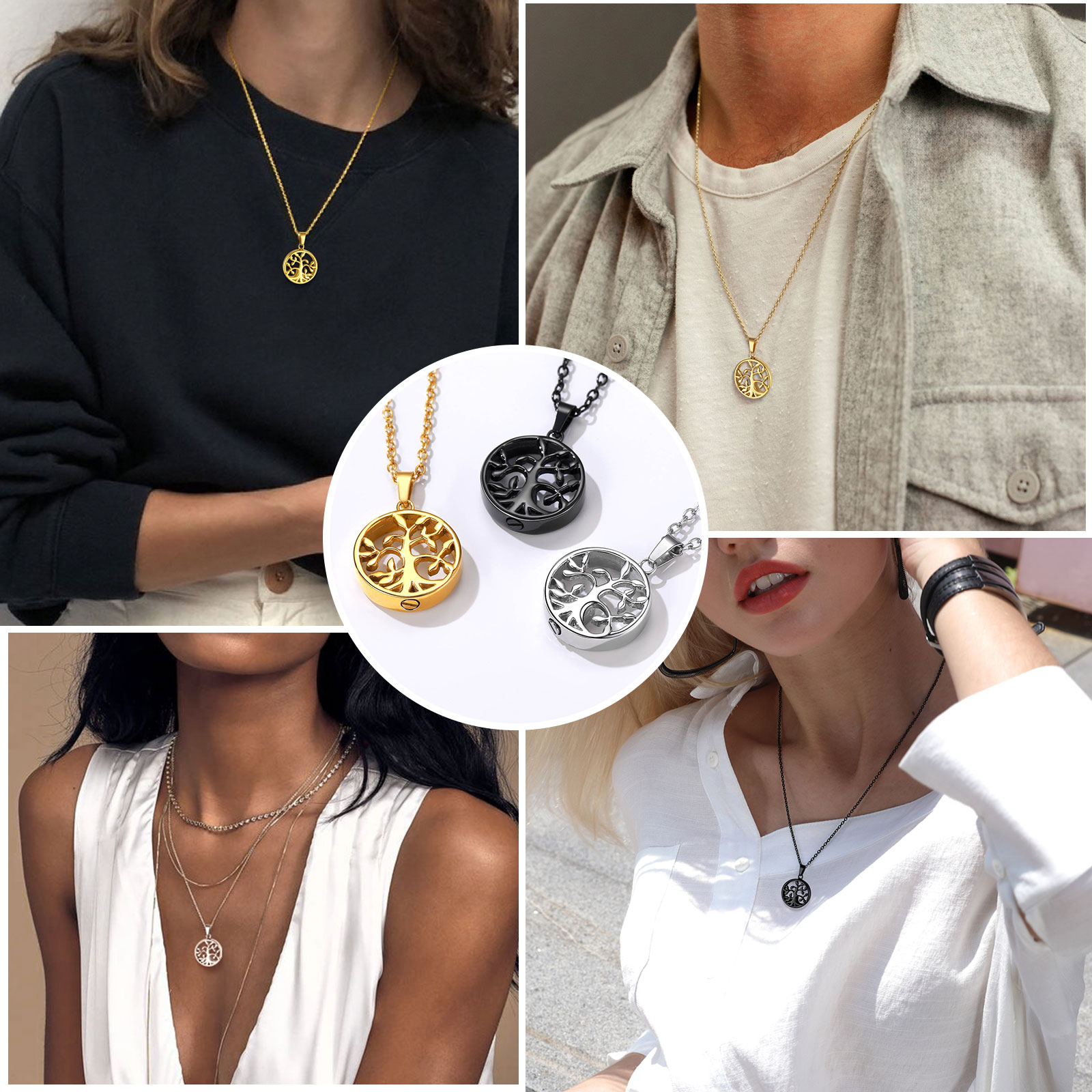 thumbnail video image 2 of FindChic Urn Necklaces for Ashes Women Gold Plated Stainless Steel Tree of Life Pendant Necklace Birthday Mothers Day Jewelry Gifts for Mom Her Wife, 2 of 8
