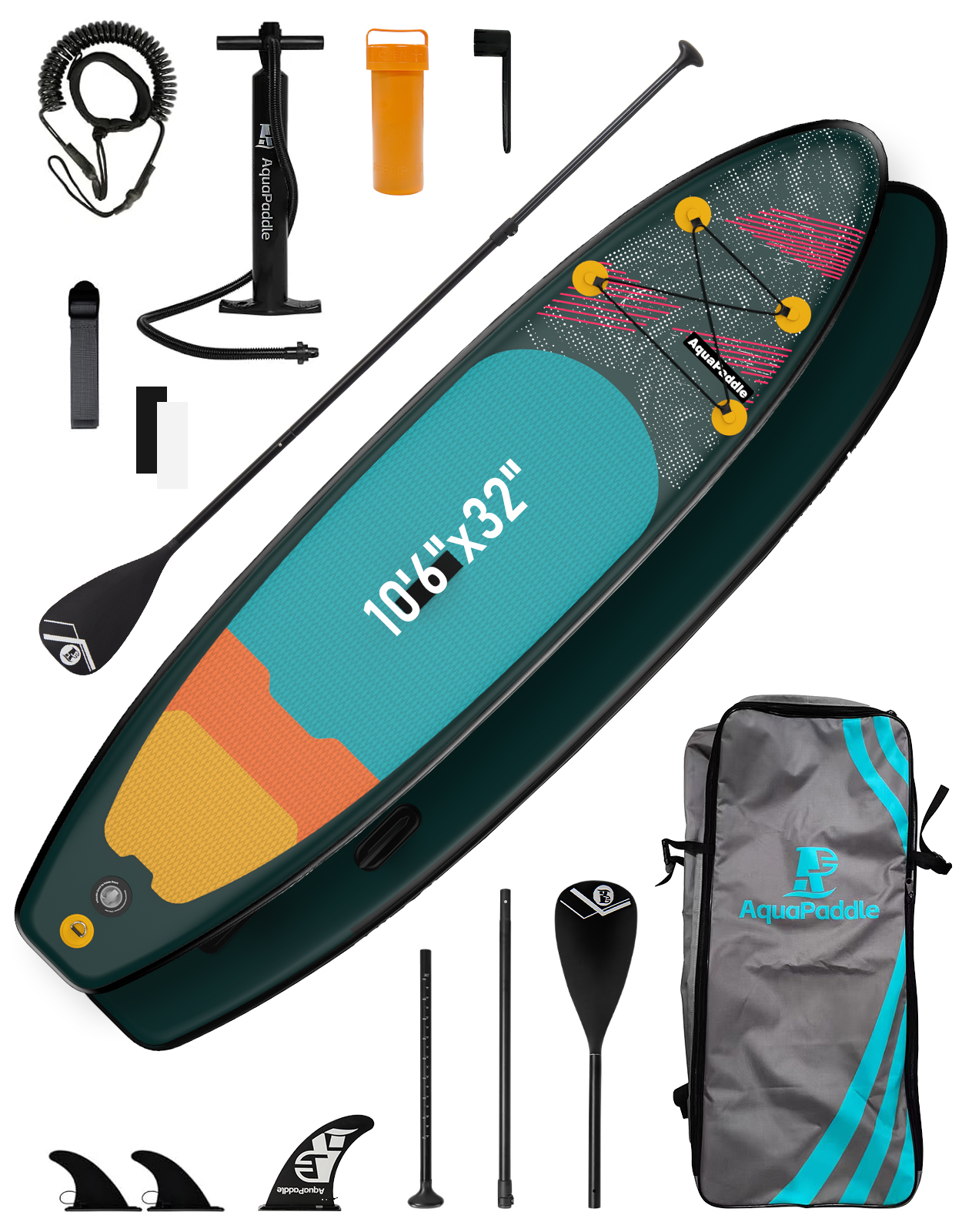thumbnail video image 2 of LNOW 10.6'x32" Super Wide Inflatable Stand up Paddle Board (SUP) Kit – Premium SUP with Pump, Paddle, Backpack – 6" Thick, 400lbs Capacity – for Lakes, Oceans, Yoga, Fishing – Lightweight & Portable, 2 of 12
