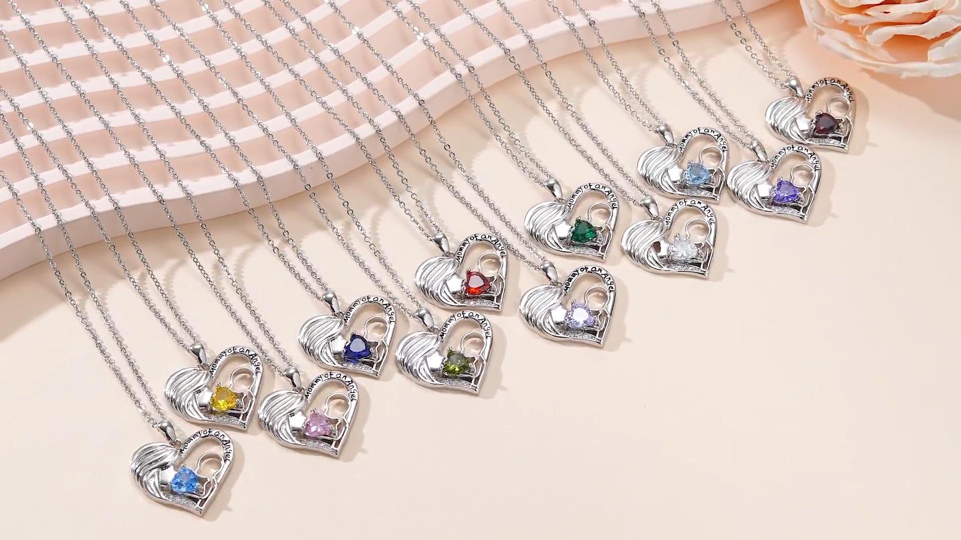 thumbnail video image 2 of Taioiat Miscarriage Gifts Mommy of An Angel Necklace for Women Mom White Gold Plated Heart Pendant with November Birthstone Loss of Pregnancy Sympathy Jewelry Mothers Day Memorial Gift, 2 of 7