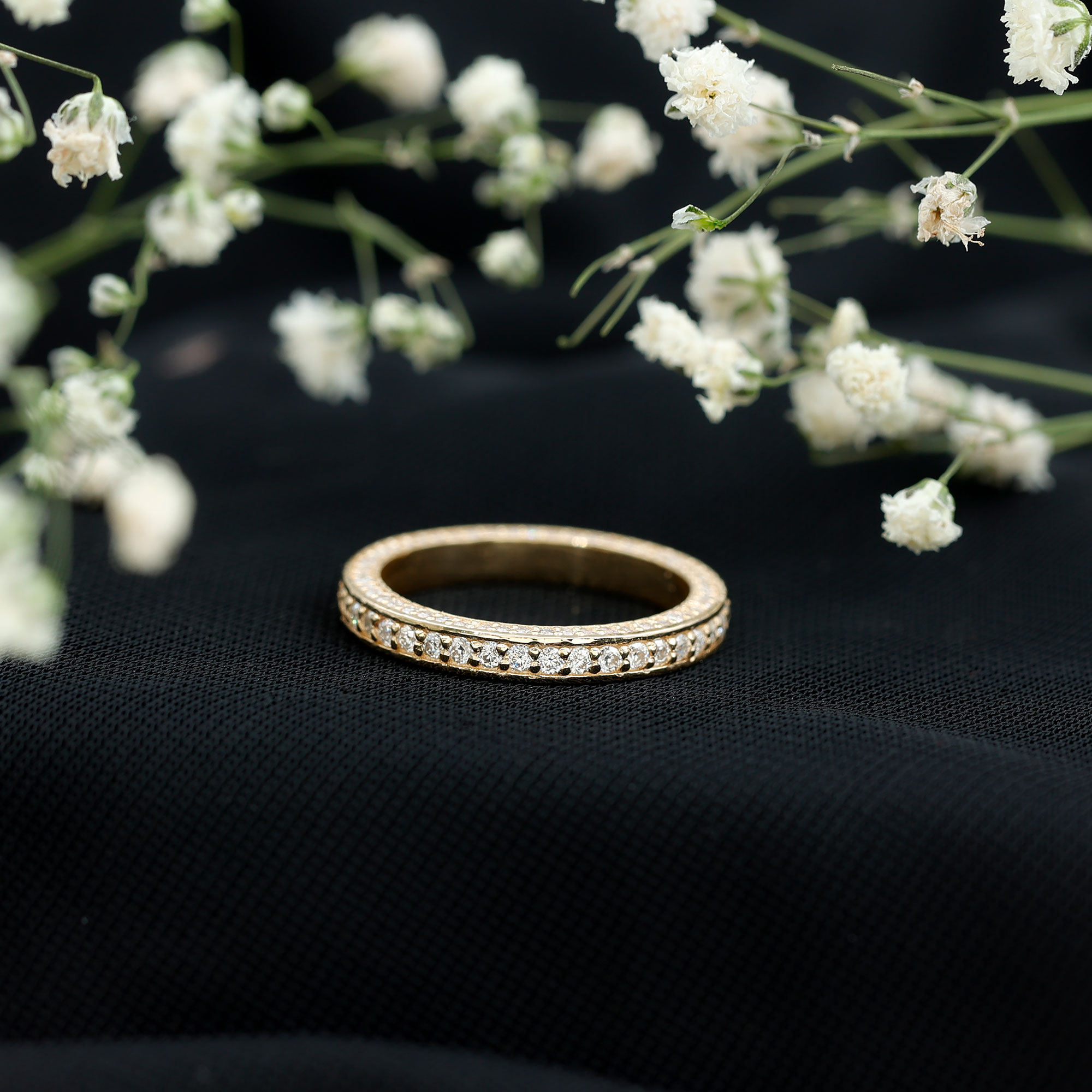 thumbnail video image 2 of Rosec Jewels Lab Created Diamond Wedding Ring (EF-VS Quality) - Full Eternity Stacking Band - with Jewelry Box, 18K White Gold, US 12.50, 2 of 7