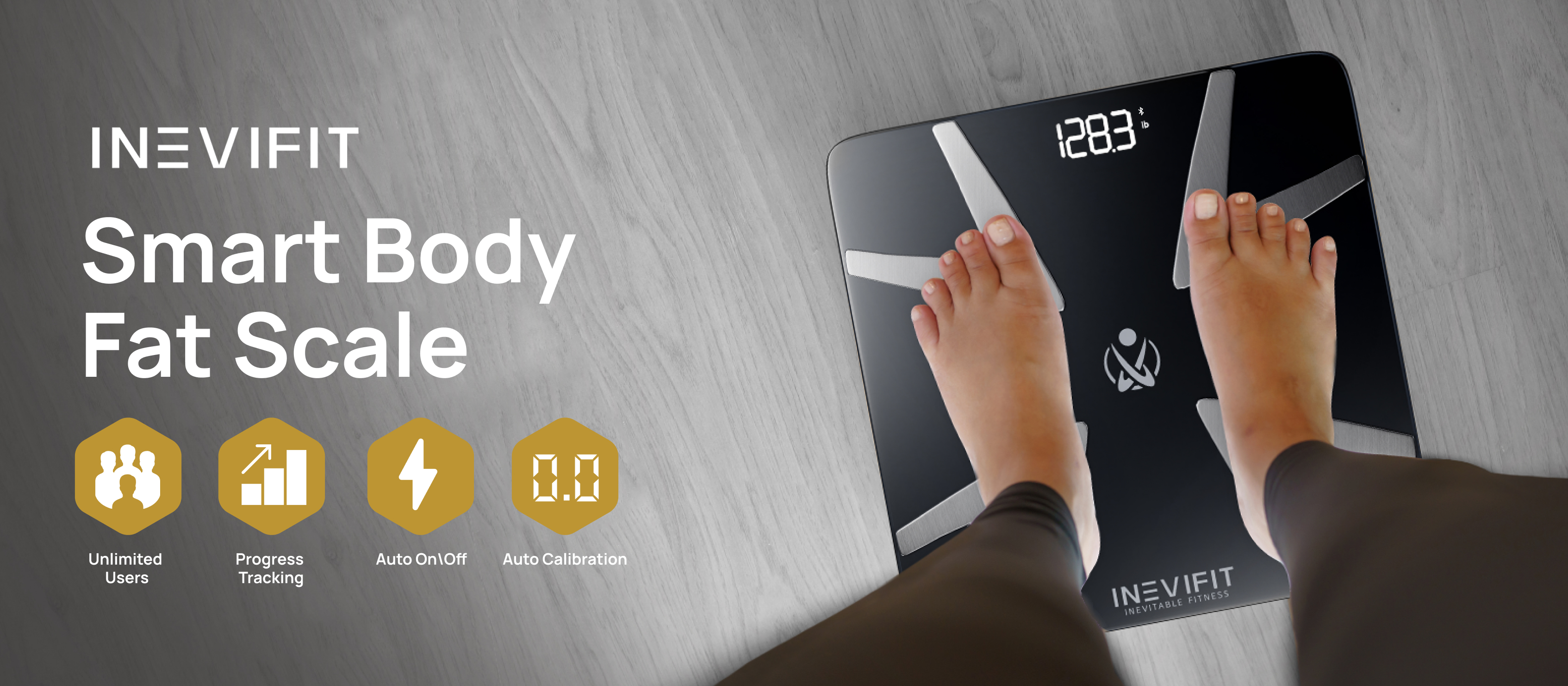 thumbnail video image 2 of INEVIFIT Smart Body Fat Scale with Bluetooth and Free Tracking INEVIFIT APP - White, 2 of 8