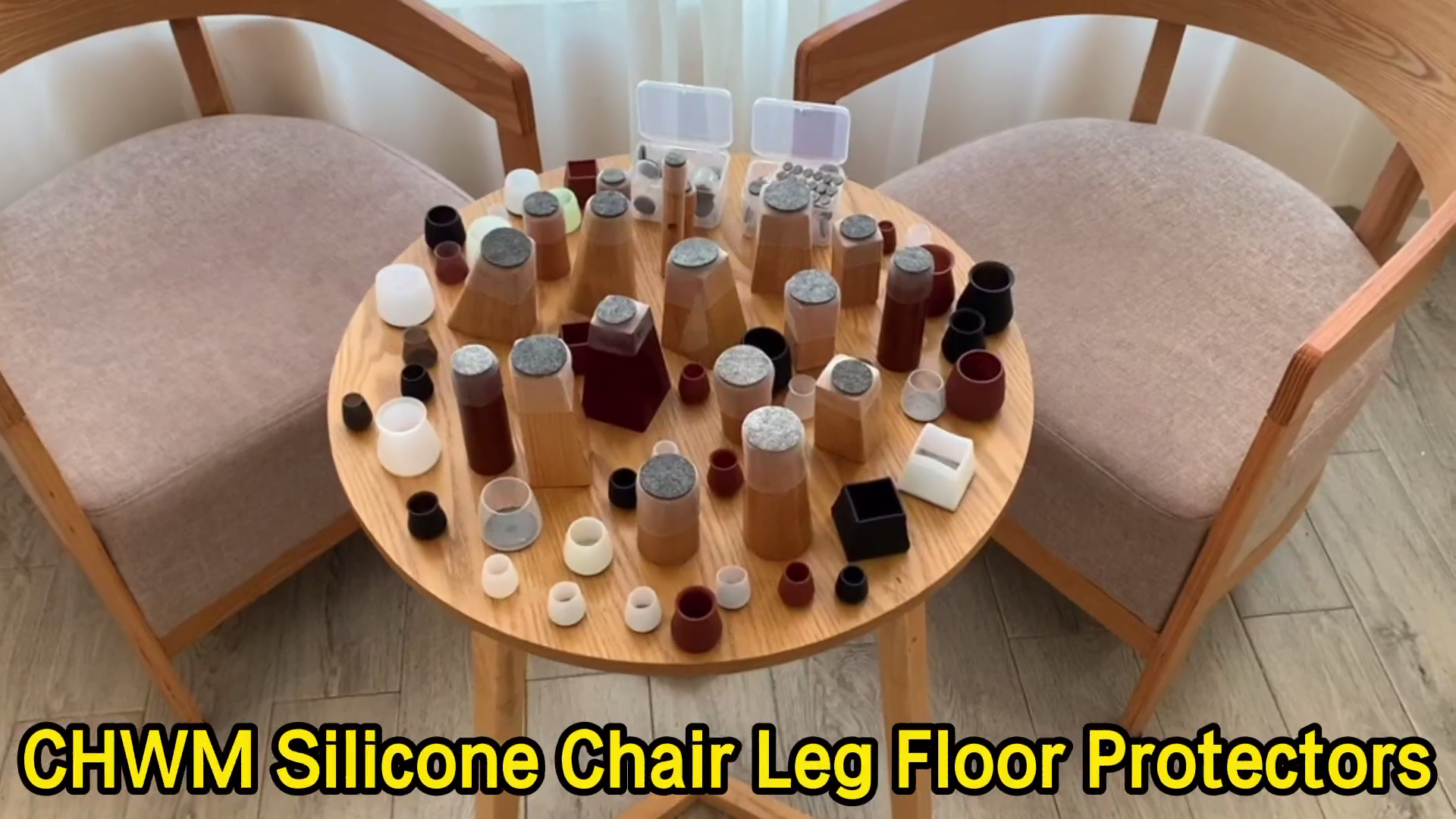 thumbnail video image 2 of CHWM Black Square Chair Leg Protectors,Silicone Chair Leg Covers,Furniture Cups/Caps,with Felt Pads,XL(1.57-1.81") 16 Pack., 2 of 8