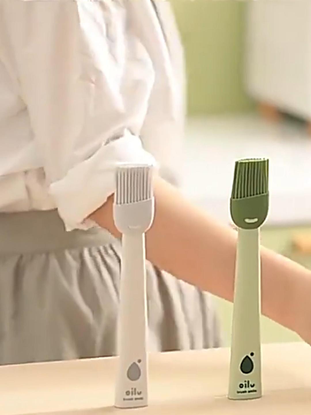 thumbnail video image 2 of MoreFarther Silicone Pastry Brush Basting Brushes for BBQ Baking Cooking, Green, 2 of 10