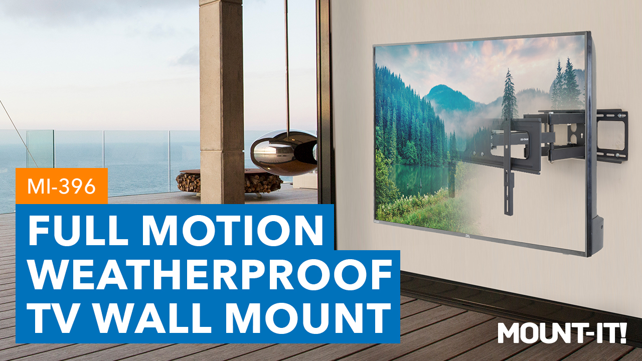 thumbnail video image 2 of Mount-It! Outdoor Full Motion  TV Wall Mount,  Rust Resistant, Fits  37"-80" TV's, Capacity 110 lbs., Patio, Deck, Balcony, 2 of 12