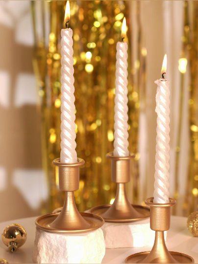 thumbnail video image 2 of Sziqiqi Set of 12 Candlestick Holders Taper Candle Holders: Gold Candle Stick Candle Holder for Table Centerpiece Wedding Reception Festive Christmas Mantel Decoration Elegant Metal Home Decor Party, 2 of 8