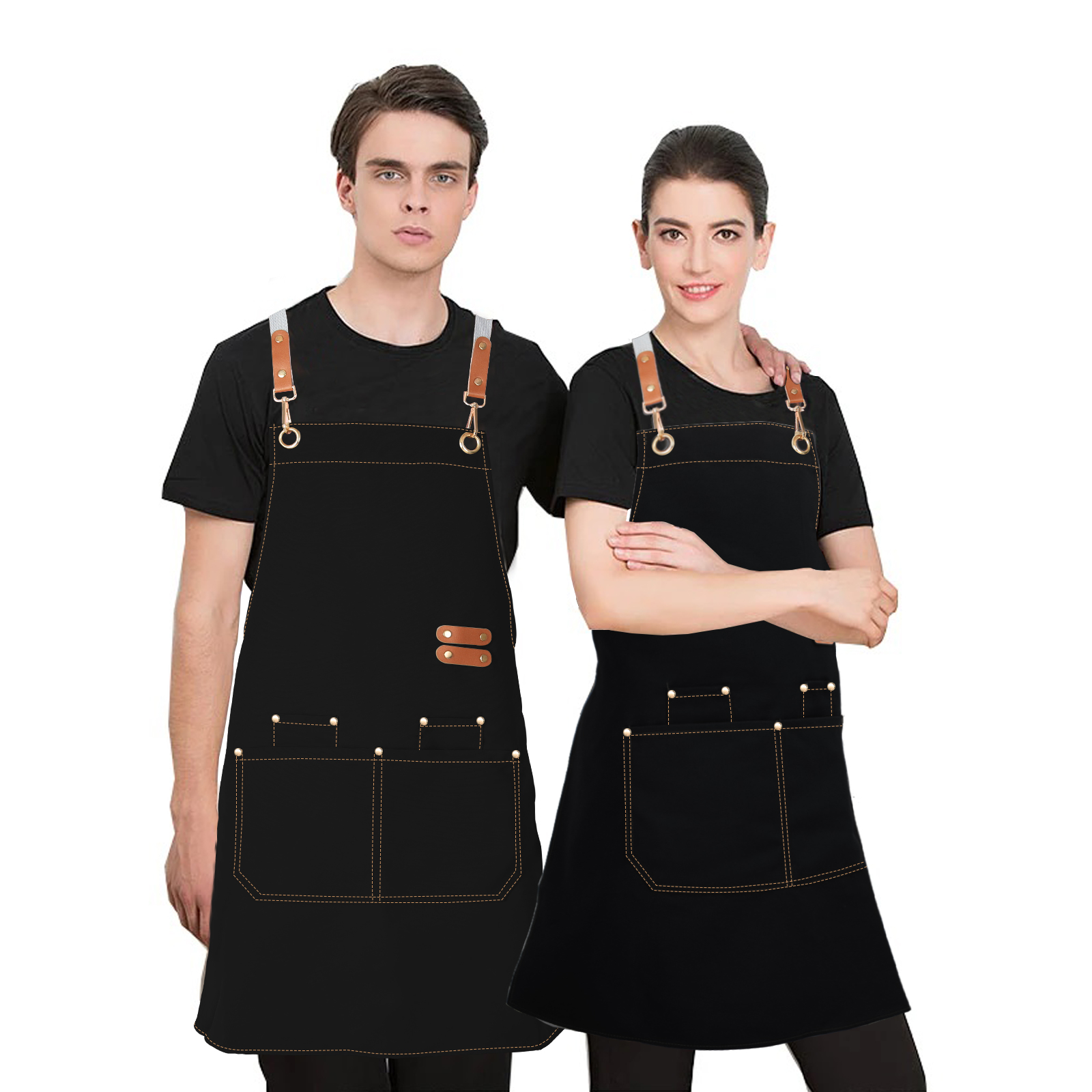 NUBILY Waterproof Cross Back Chef Aprons 2 Pack for Cooking Baking ...