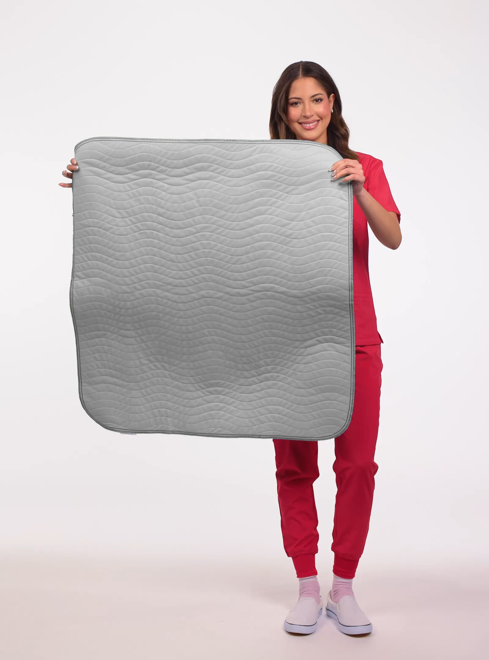 thumbnail video image 2 of Improvia Washable Bed Pads for Incontinence, Waterproof Reusable, 34 x 36 in, 2-Pack (Gray & White), 2 of 8