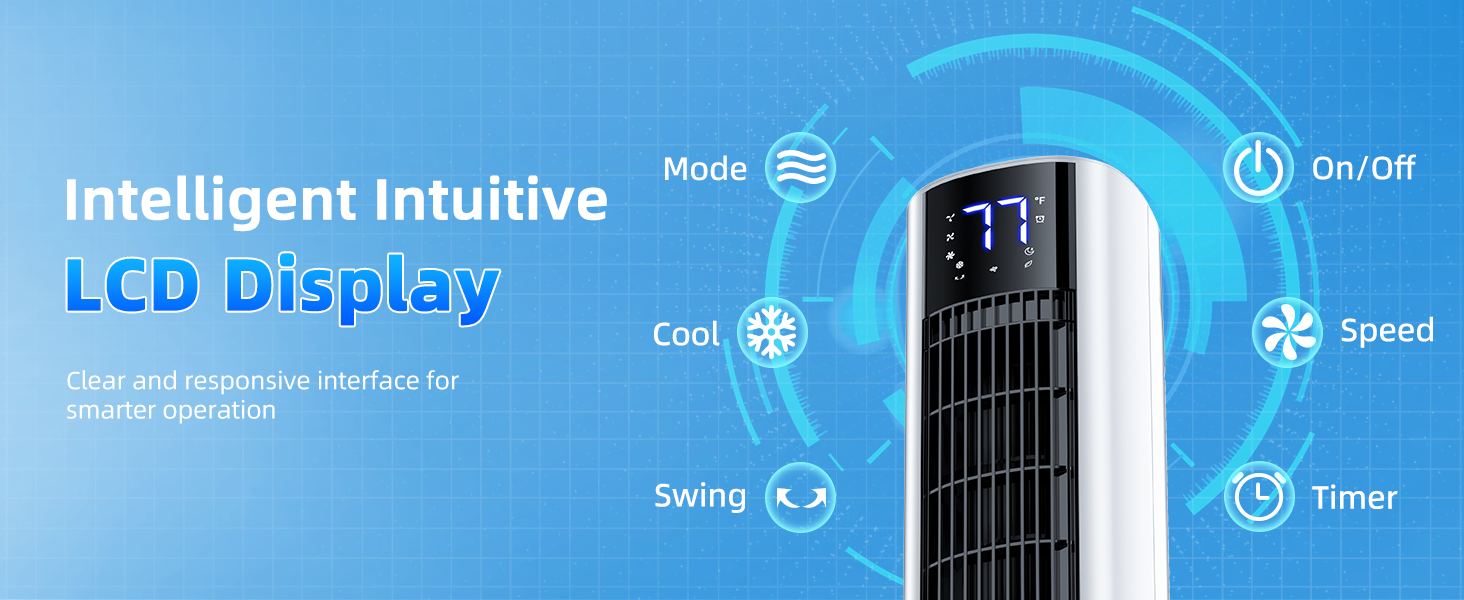 thumbnail video image 2 of 44" Windowless Portable Evaporative Conditioner, 4 Modes & 3 Speeds, 12H Timer, 4L Tank for 24H Cooling, 4 Ice Packs, 17FT Remote, 120° Oscillating Fan for Indoor Use, 2 of 10