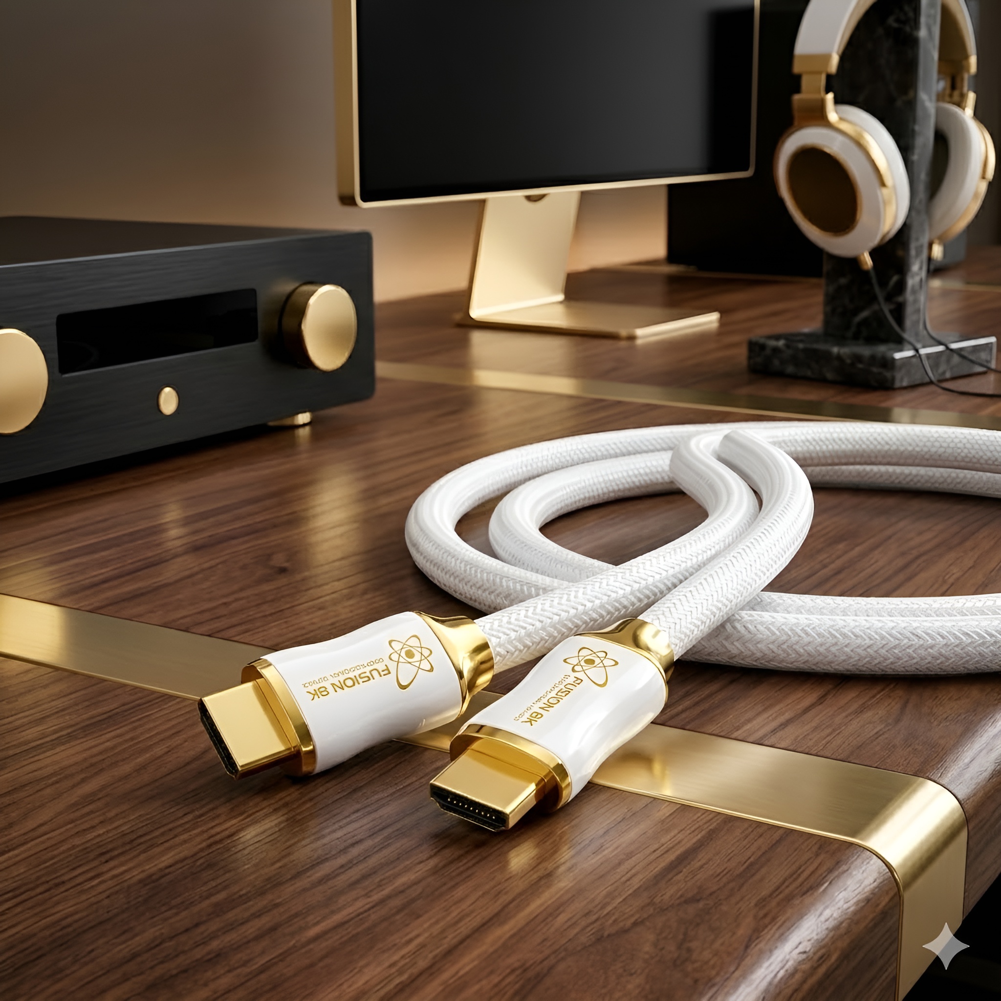 thumbnail video image 2 of Fusion8K White HDMI 2.1 Cable 6ft - Certified 48Gbps 8K 4K 120Hz, Nylon Braided for PS5 Xbox Series X, HDR eARC VRR ALLM, 2 of 9