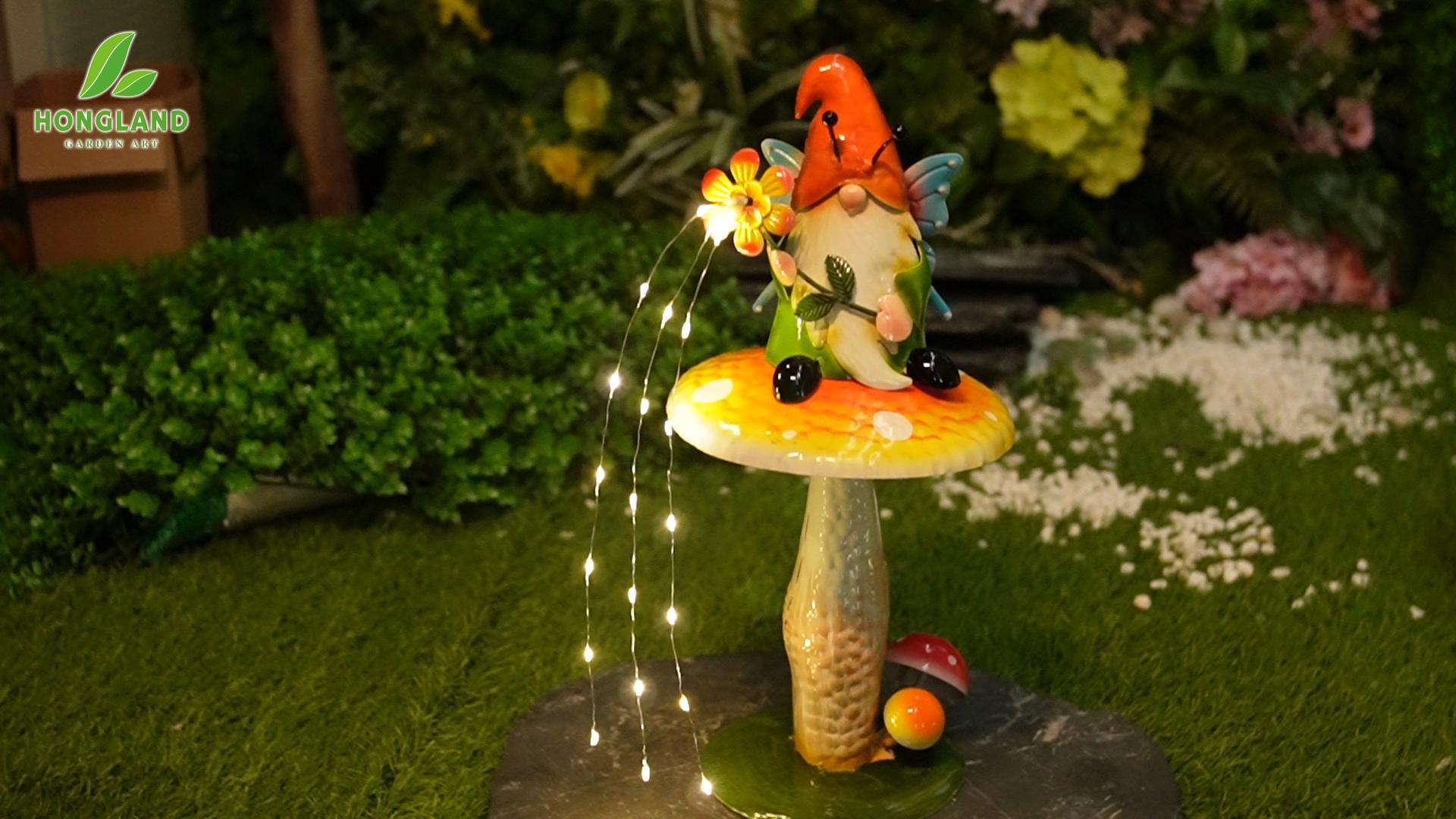 thumbnail video image 2 of HONGLAND Solar Garden Gnome with Lights, Waterproof Mushroom Decor for Yard Patio Lawn, Gift, 2 of 13