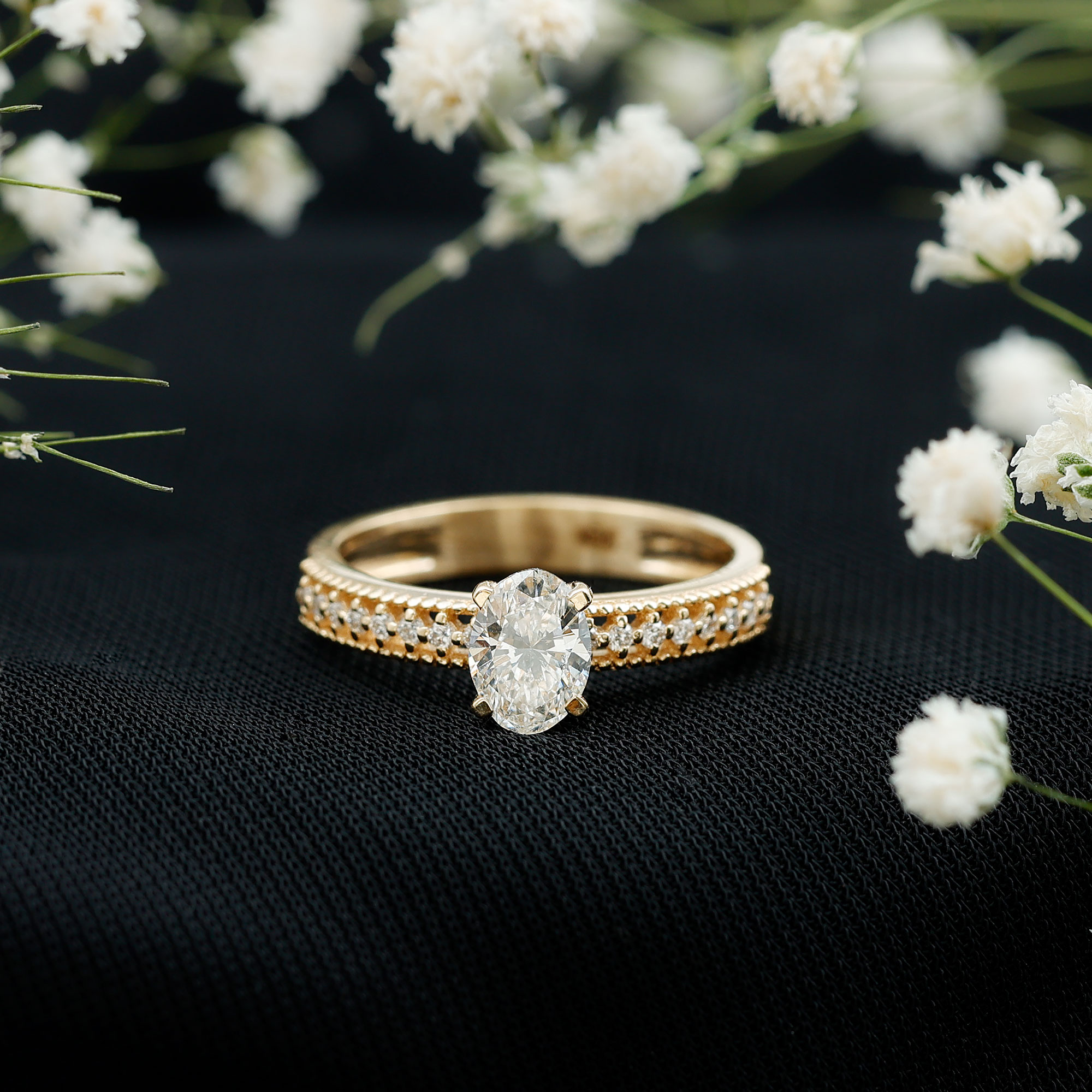 thumbnail video image 2 of Rosec Jewels Lab Grown Diamond Engagement Ring Oval 5x7 mm - EF-VS Quality Certified, 18K Yellow Gold, US 10.50, 2 of 8