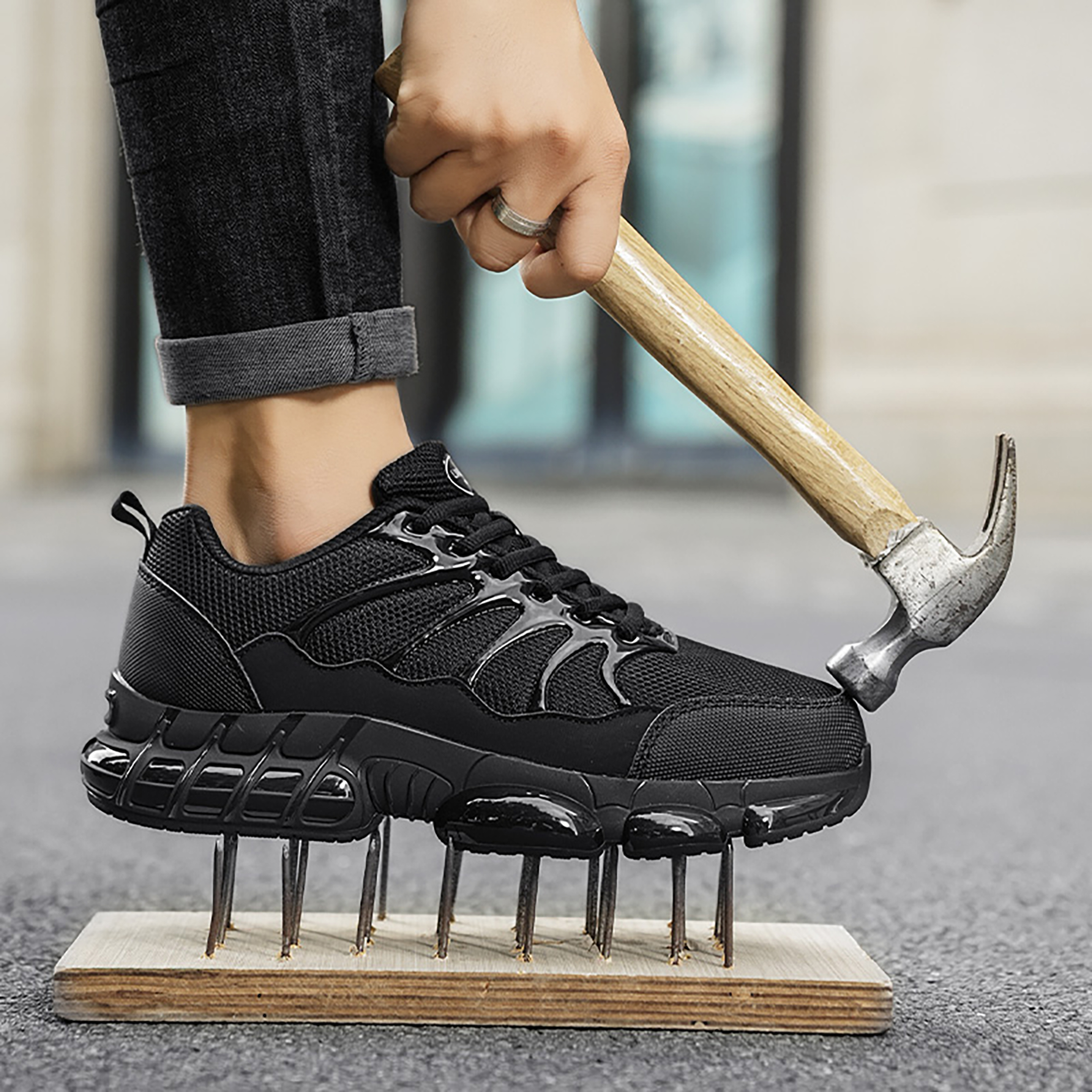 thumbnail video image 2 of NIFOFISE Steel Toe Work Shoes for Men & Women-Lightweight with Air Cushion Safety Sneakers, 2 of 7