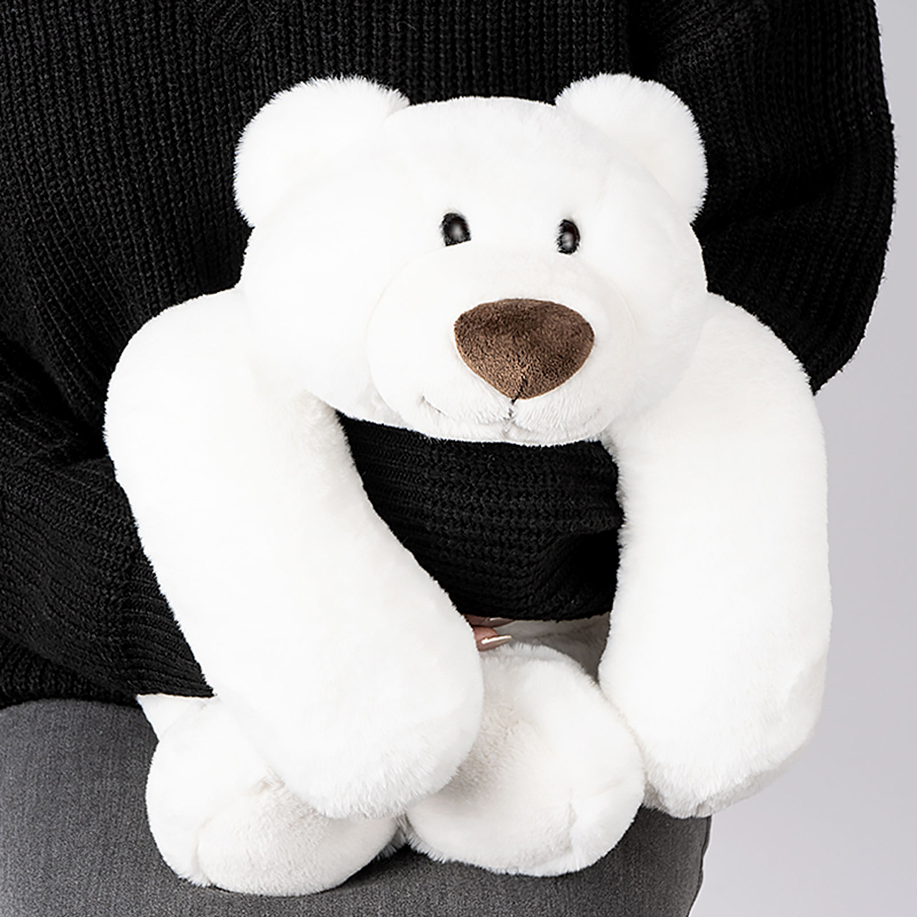 thumbnail video image 2 of Niuniu Daddy 20"Weighted Polar Bear Stuffed Animal 3.3lbs-Huggable Giant Teddy Bear Plush Toys Weighted Plushie Pillows For Anxiety Gift for Adults & Kids Faux fur, 2 of 12