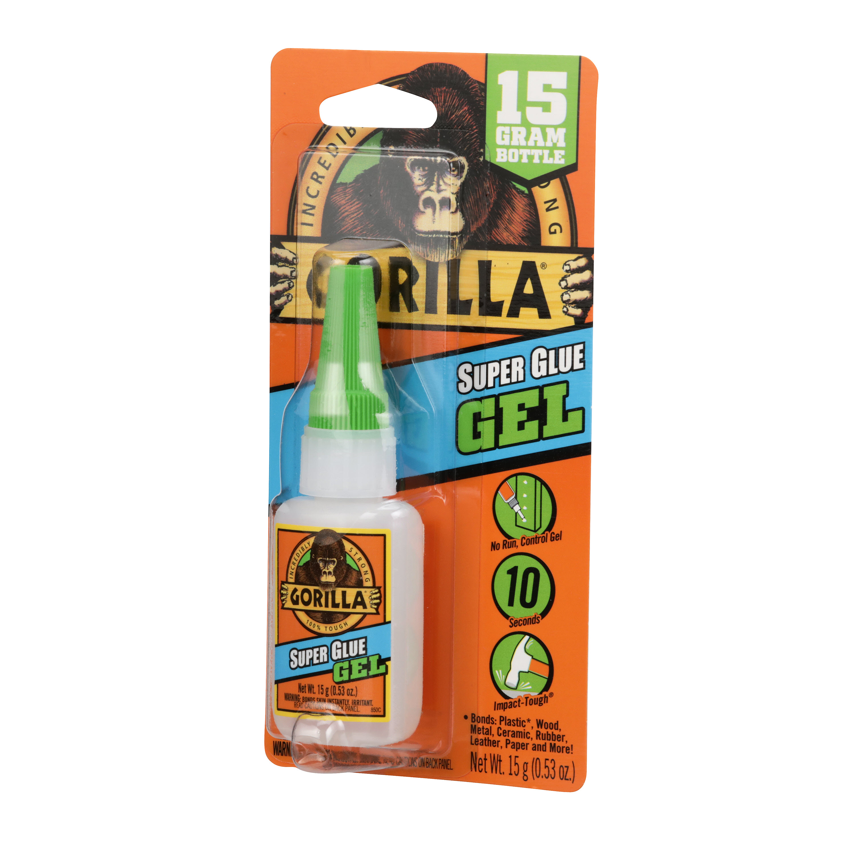Gorilla Super Glue Gel 24-gram - Shock Resistant, Quick Dry, Multi-use -  For Metal, Glass, Plastic, Wood, Leather - Clear, Low Odor in the Super Glue  department at