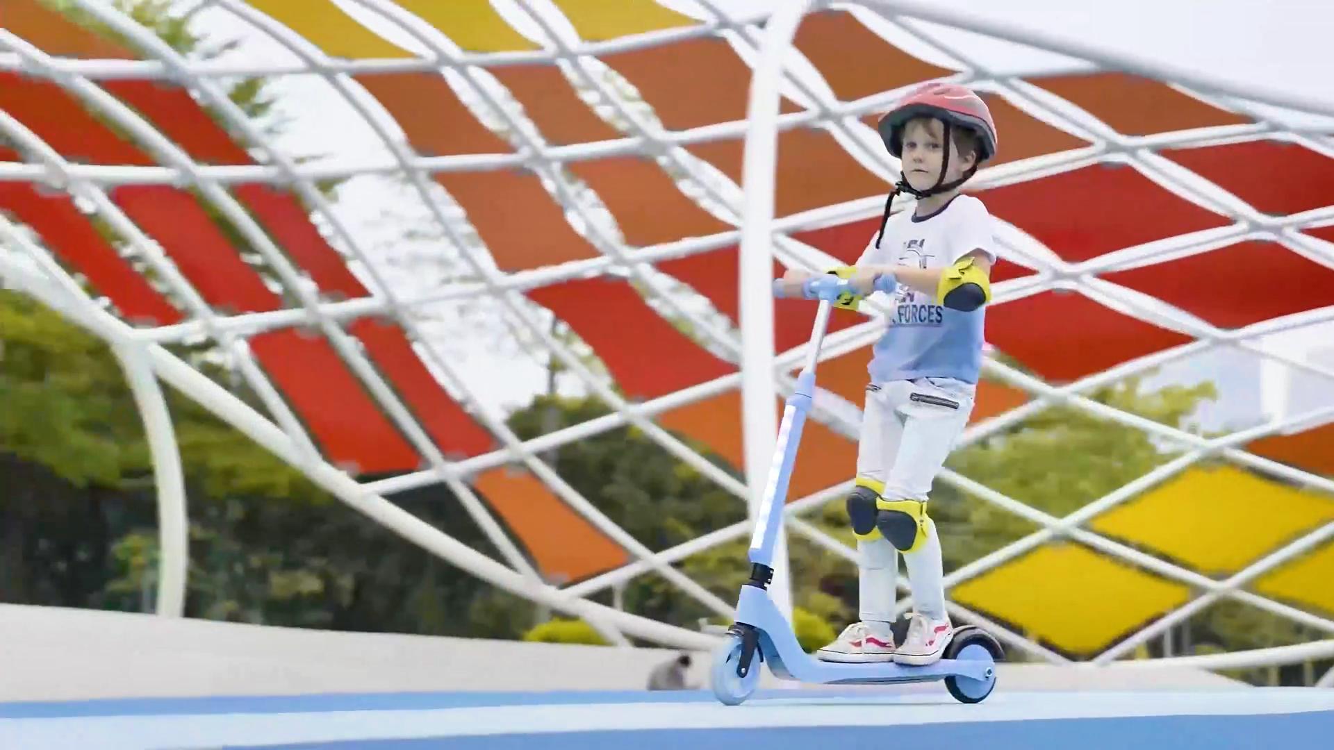thumbnail video image 2 of LIEAGLE Electric Scooter for Kids, 100W Adjustable Kick Scooter with Flashing Rainbow LED Lights, Up to 8mph&8 Miles, 2 of 7