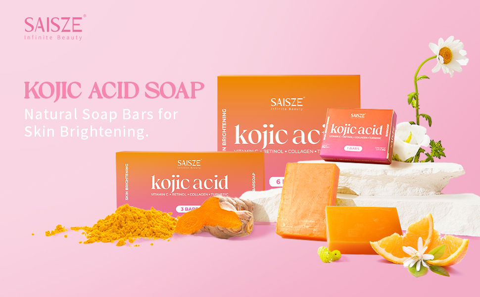 thumbnail video image 2 of SAISZE Kojic Acid Soap for Dark Spots, Handmade Turmeric Soap Bars for Body & Face for All Skin Types, Smooth Skin, 2.29 oz × 3 Bars, 2 of 9