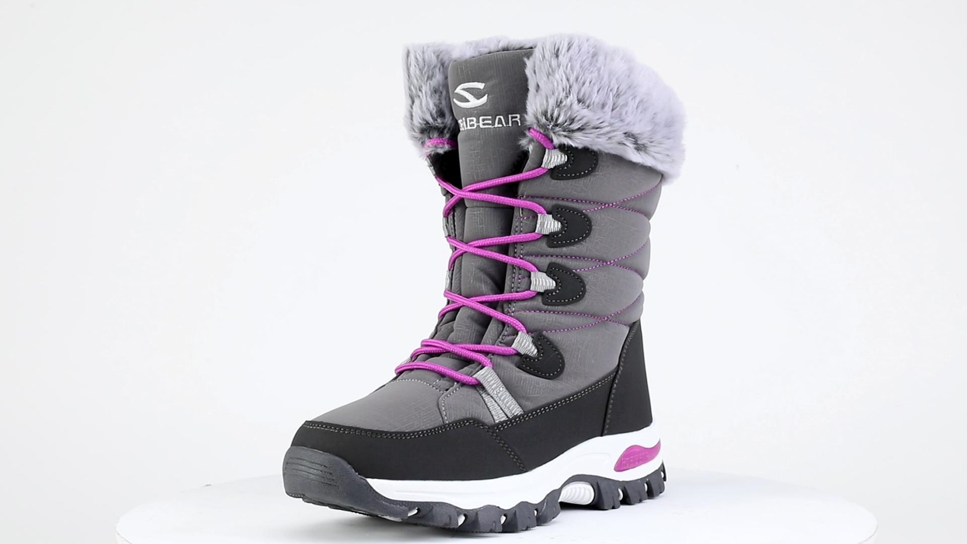 thumbnail video image 2 of GUBARUN Women's Winter Waterproof Slip Resistant Snow Boots Warm Faux Fur Lined Mid-Calf Boots, 2 of 8