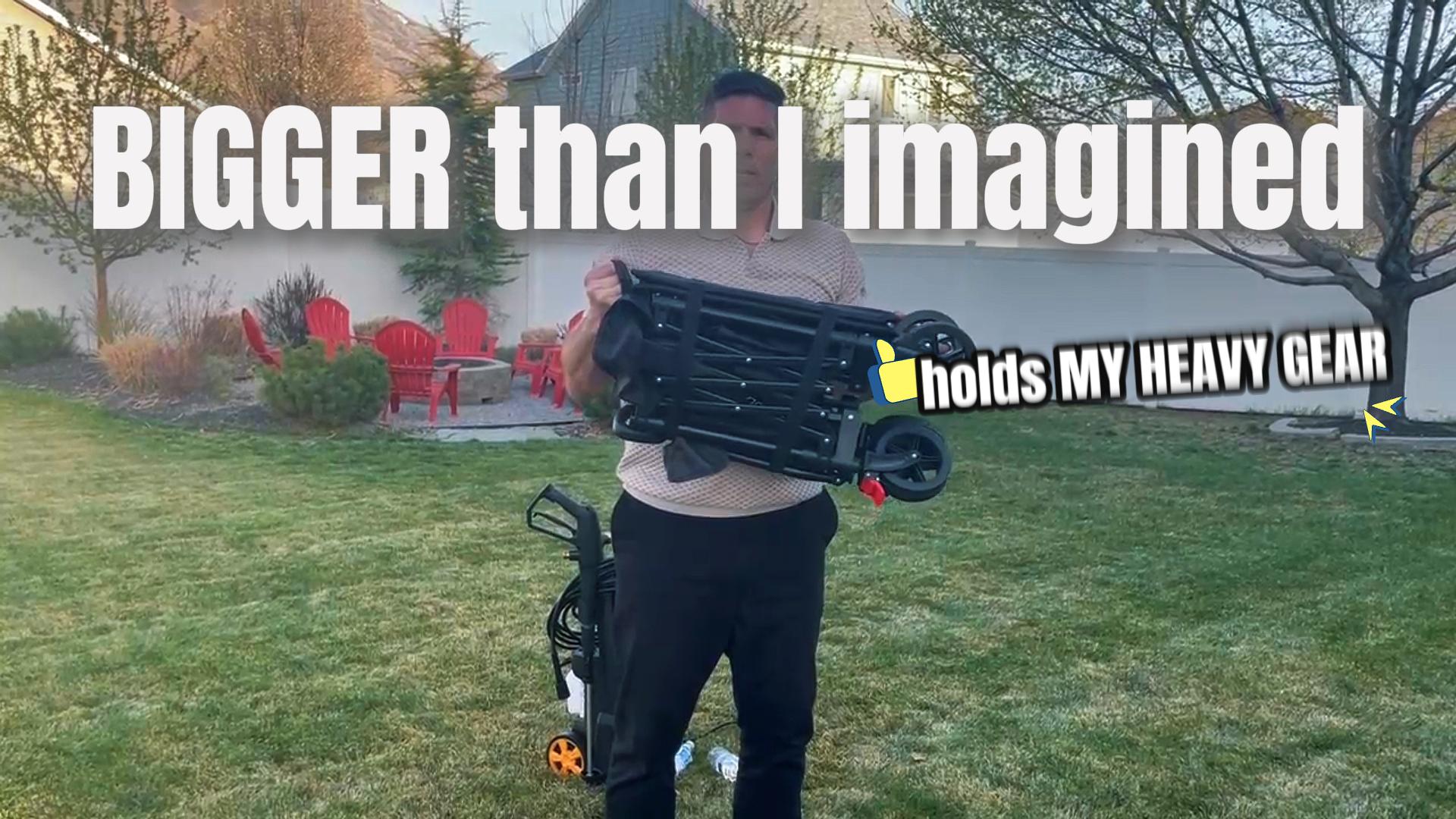 thumbnail video image 2 of Sunula 440LBS Collapsible Foldable Wagon Cart 300L Large Capacity Folding Heavy Duty Utility 600D Oxford Fabric Garden Cart with Big All-Terrain Beach Wheel Cup Holders for Grocery Camp Handle, Black, 2 of 9