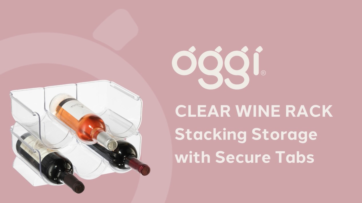 thumbnail video image 2 of Oggi 3 Bottle Wine Rack Twin Pack - Hold 6 Bottles (12"x8"x4"), 2 of 8