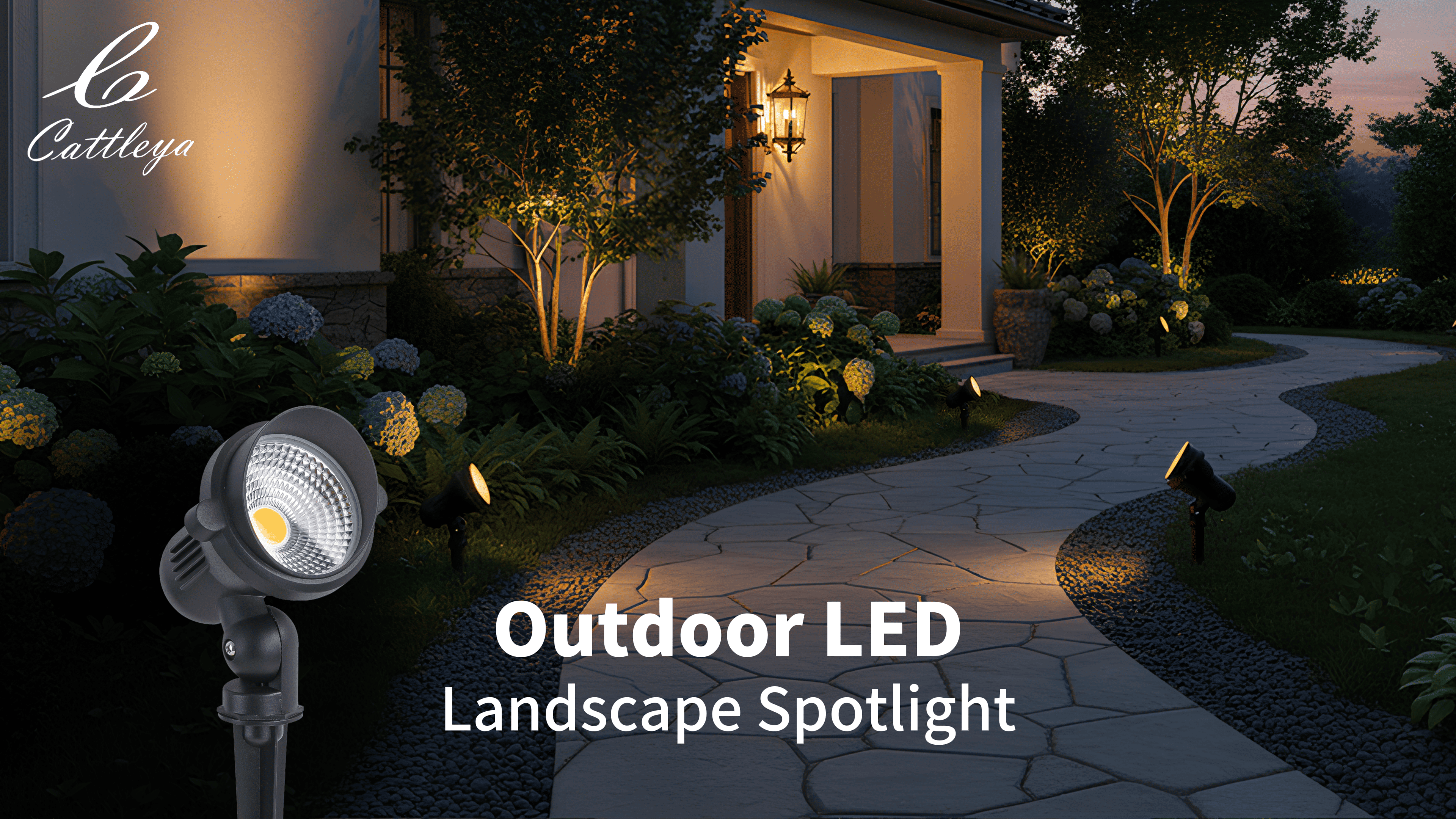 thumbnail video image 2 of C Cattleya 12-Pack Outdoor LED Landscape Spotlight with Ground Stakes for Garden Pathway and Courtyard, 2 of 8