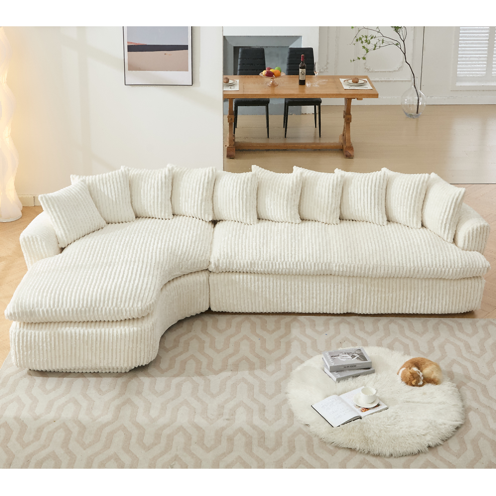 thumbnail video image 2 of JONPONY 127" Modular Sectional Sofa, Cloud Sectional Couch with L-Shape Chaise,Upholstered Couches for Living Room,Bedroom ,No Assembly Required,Beige, 2 of 14