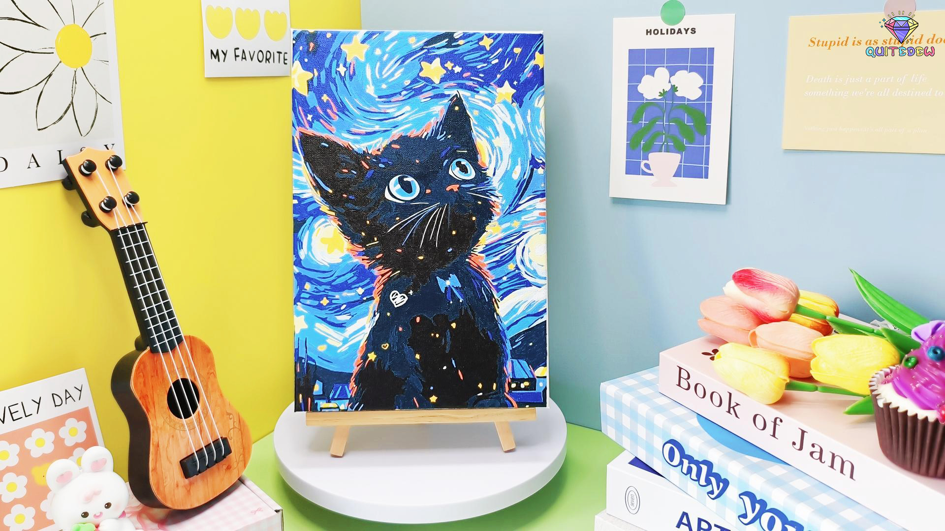 thumbnail video image 2 of QUITEDEW Cat Paint by Numbers Kits for Adults ,Colorful Box,Perfect for Gift and Wall Decoration,with Frame(8x12 Inch), 2 of 9