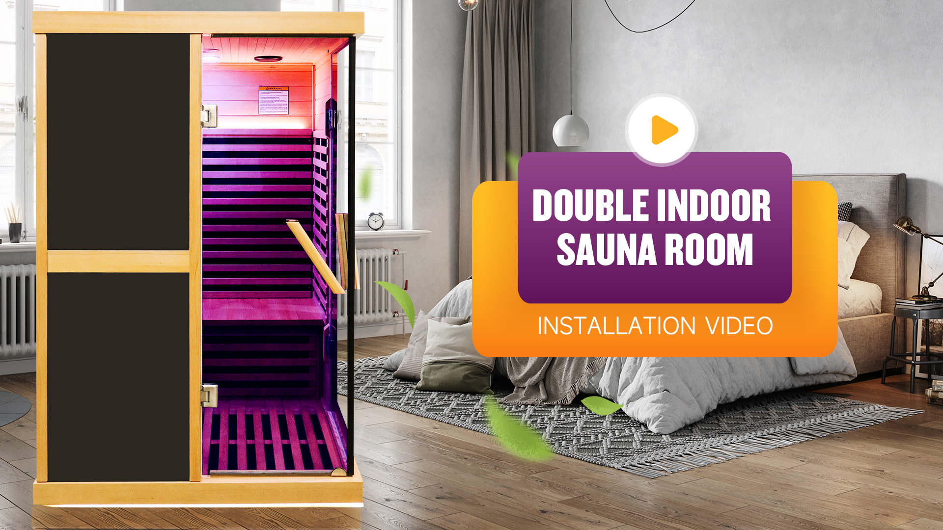 thumbnail video image 2 of OUTEXER Infrared Energy Efficient Saunas 47.20 x 47.20 x 75.60 in, 2 of 9