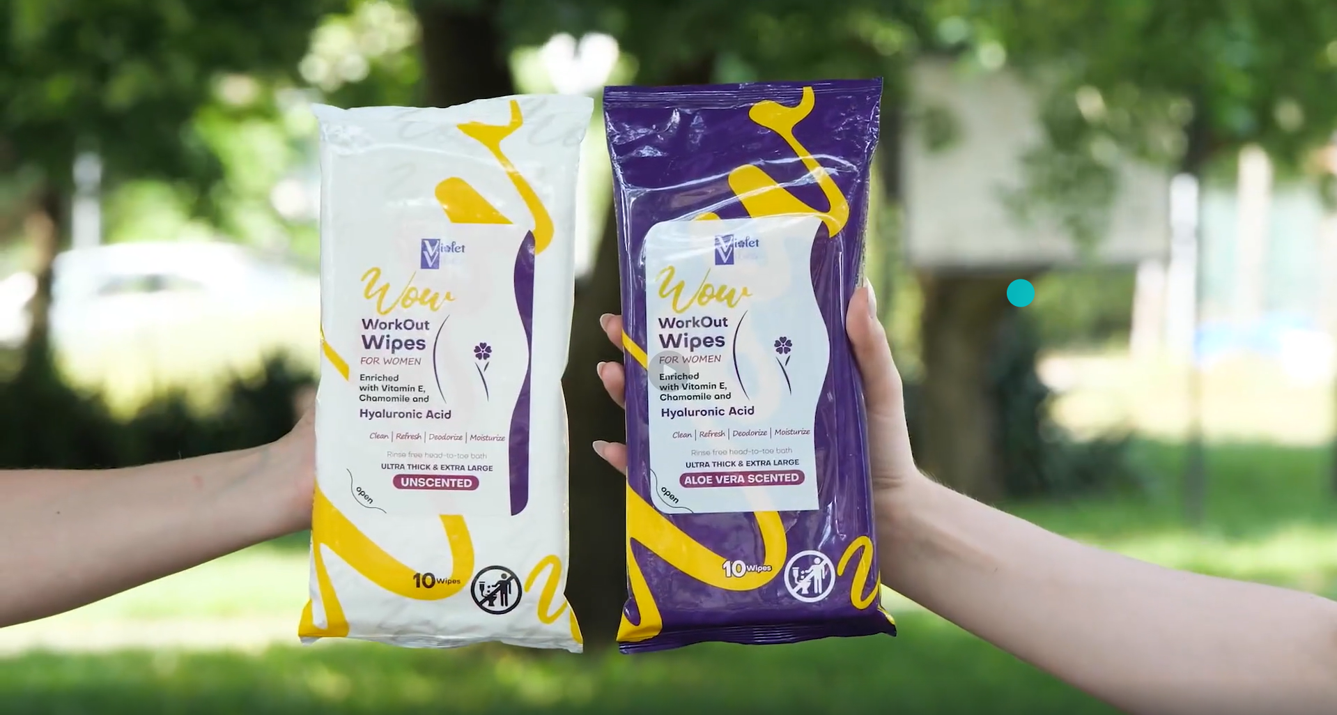 thumbnail video image 2 of Violet Vibes Rinse-Free Body Wipes for Women, XL Post Workout Wipes, Aloe Scent, Moisturizing Shower Wipe, 20 count, 2 pack, 2 of 9