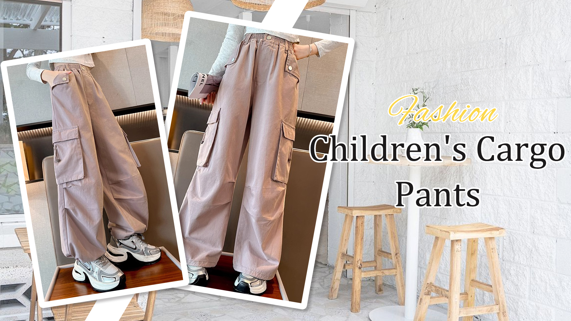 thumbnail video image 2 of Happy Cherry Kids Cargo Trousers Girls Baggy Trousers Multi Pockets Pants Loose Y2K Hip Hop Pants Wide Leg 9-10 Years, 2 of 7