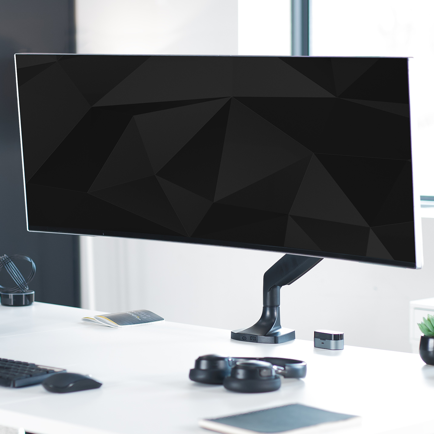 thumbnail video image 2 of VIVO Single Ultrawide 40" Monitor Desk Mount with Pneumatic Spring Arm, 2 of 7